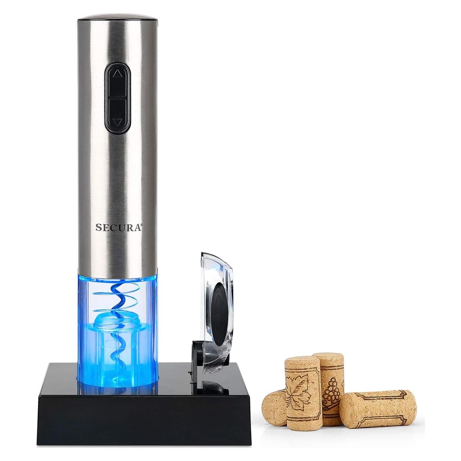 Abridor de Vino Eléctrico Secura Recargable Acero Inoxidable