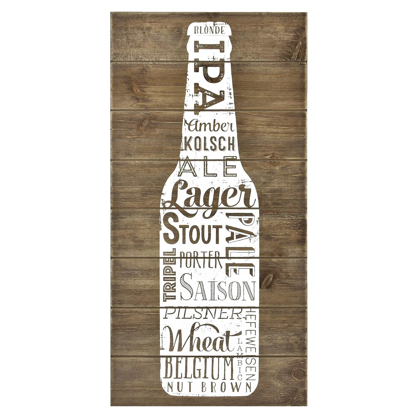 Arte de Pared MCS Variedades de Cerveza 50,8x25,4 cm Marrón
