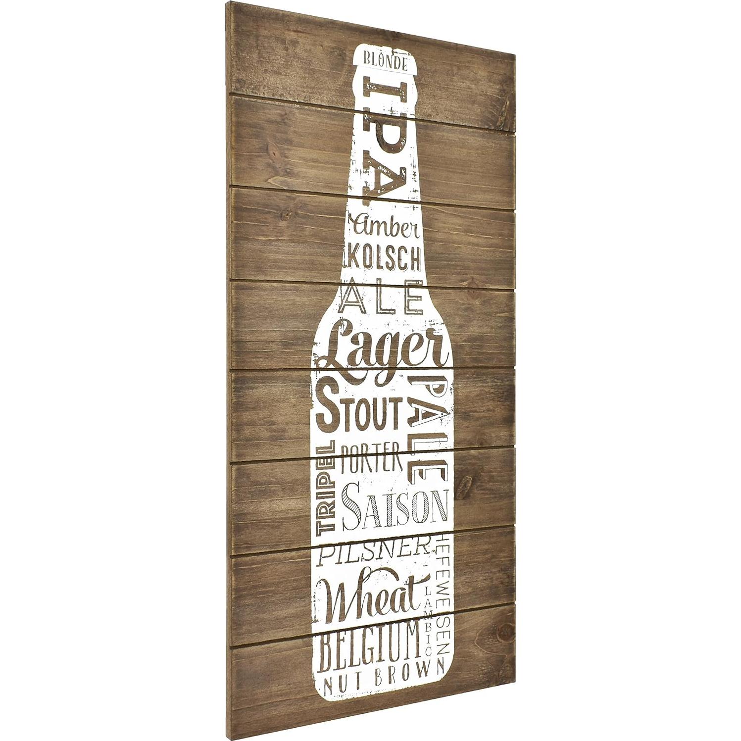 Arte de Pared MCS Variedades de Cerveza 50,8x25,4 cm Marrón