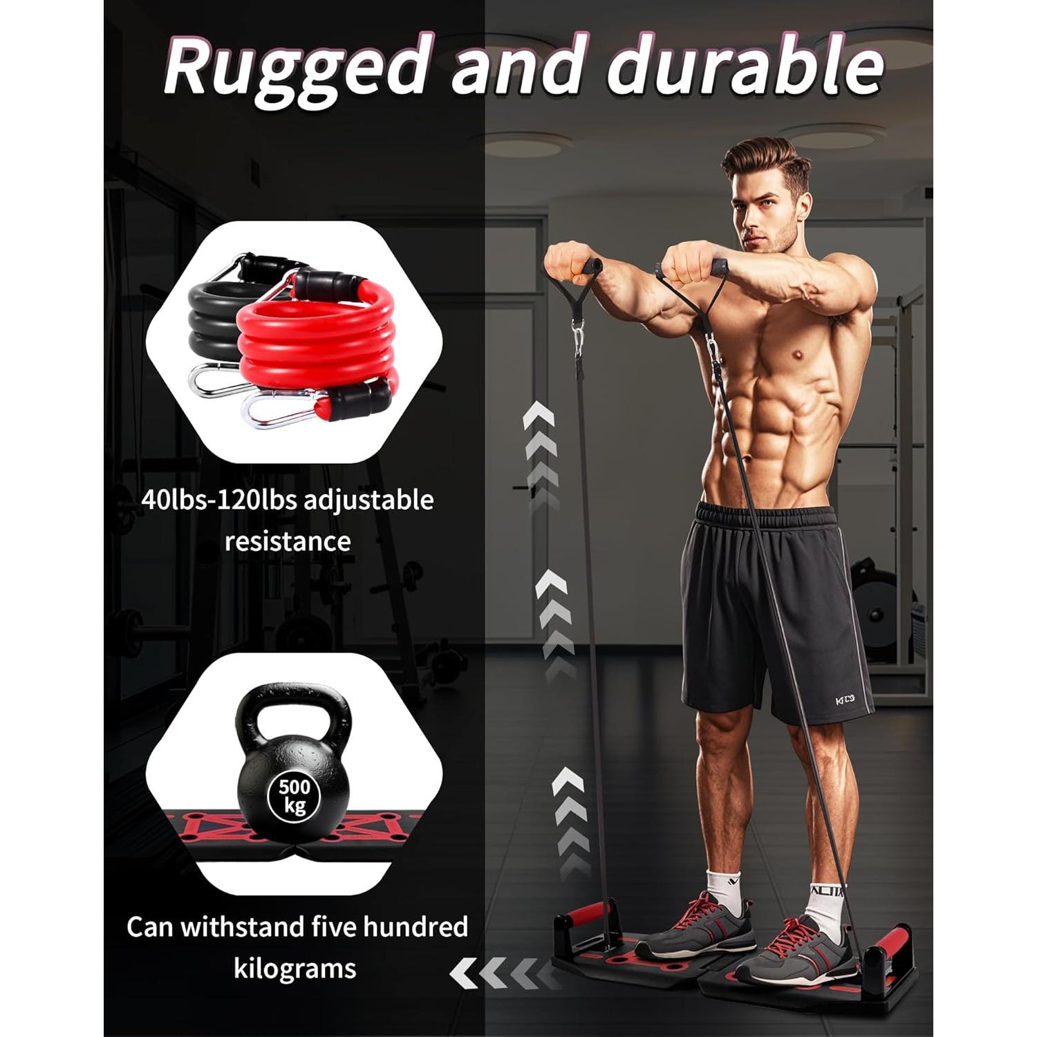 Sistema de Entrenamiento Portátil LAKXSF 9 en 1 con Tabla de Flexiones