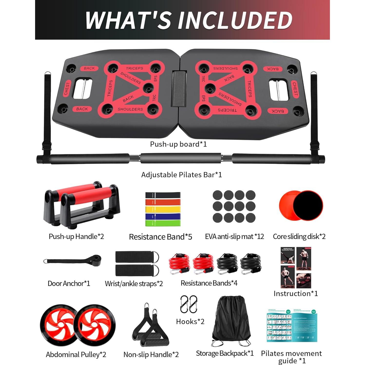 Sistema de Entrenamiento Portátil LAKXSF 9 en 1 con Tabla de Flexiones