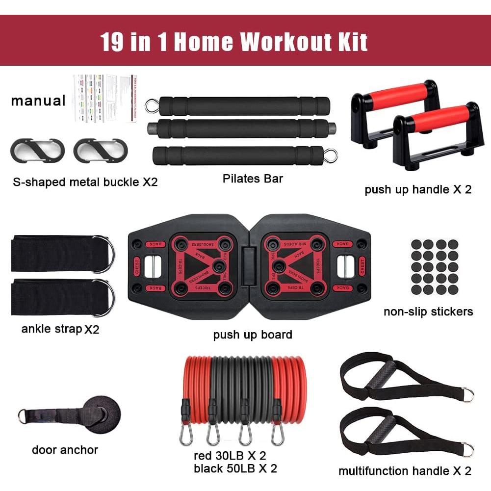 Sistema de Entrenamiento Portátil LAKXSF 9 en 1 con Tabla de Flexiones