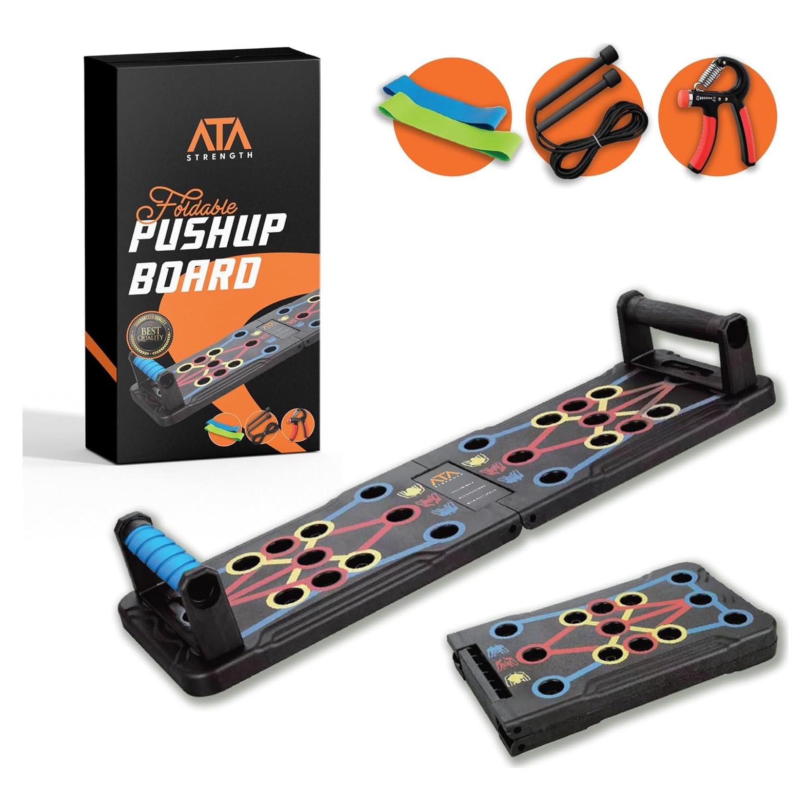 Tablero de Flexiones Plegable ATA-Strength 15 en 1 con Bandas