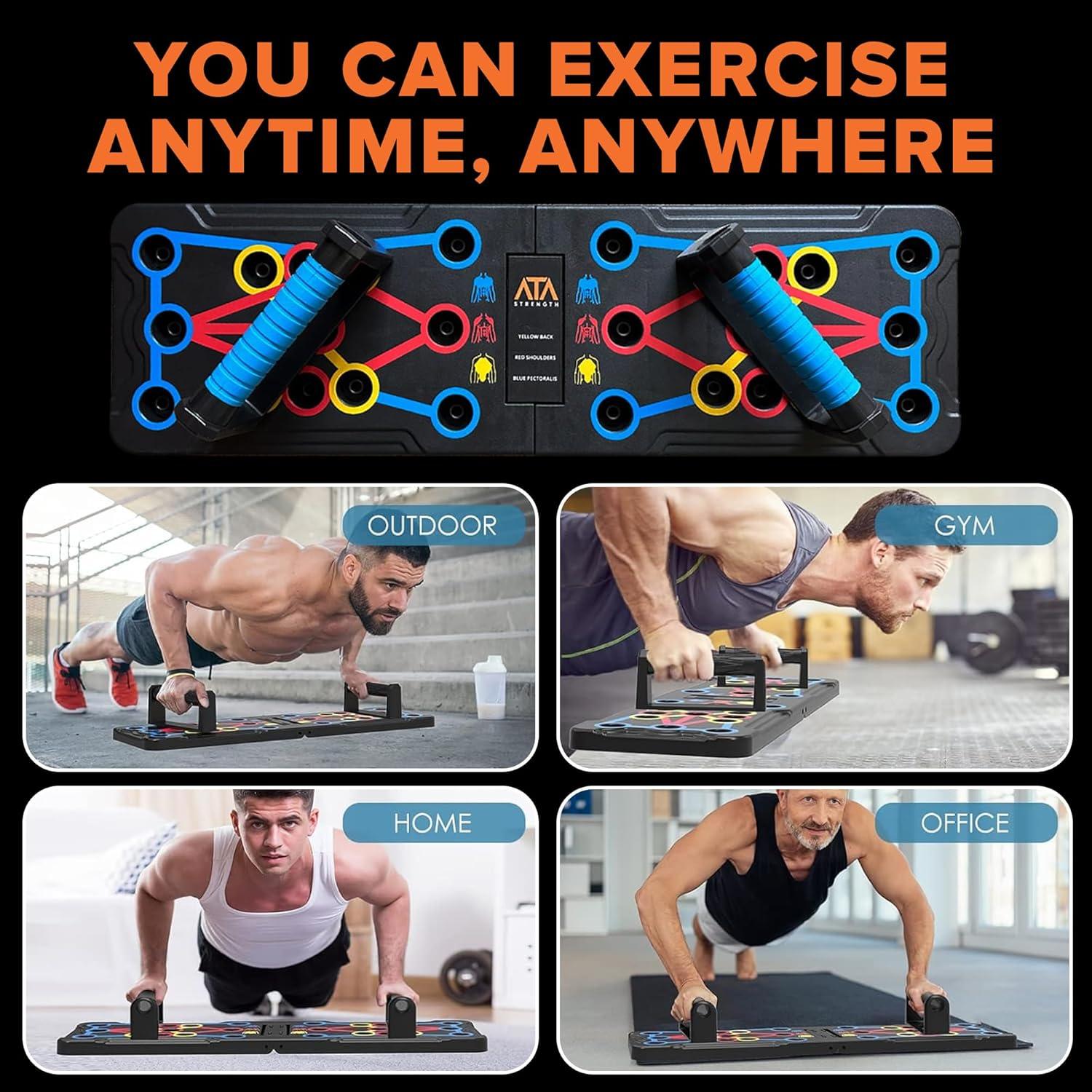 Tablero de Flexiones Plegable ATA-Strength 15 en 1 con Bandas