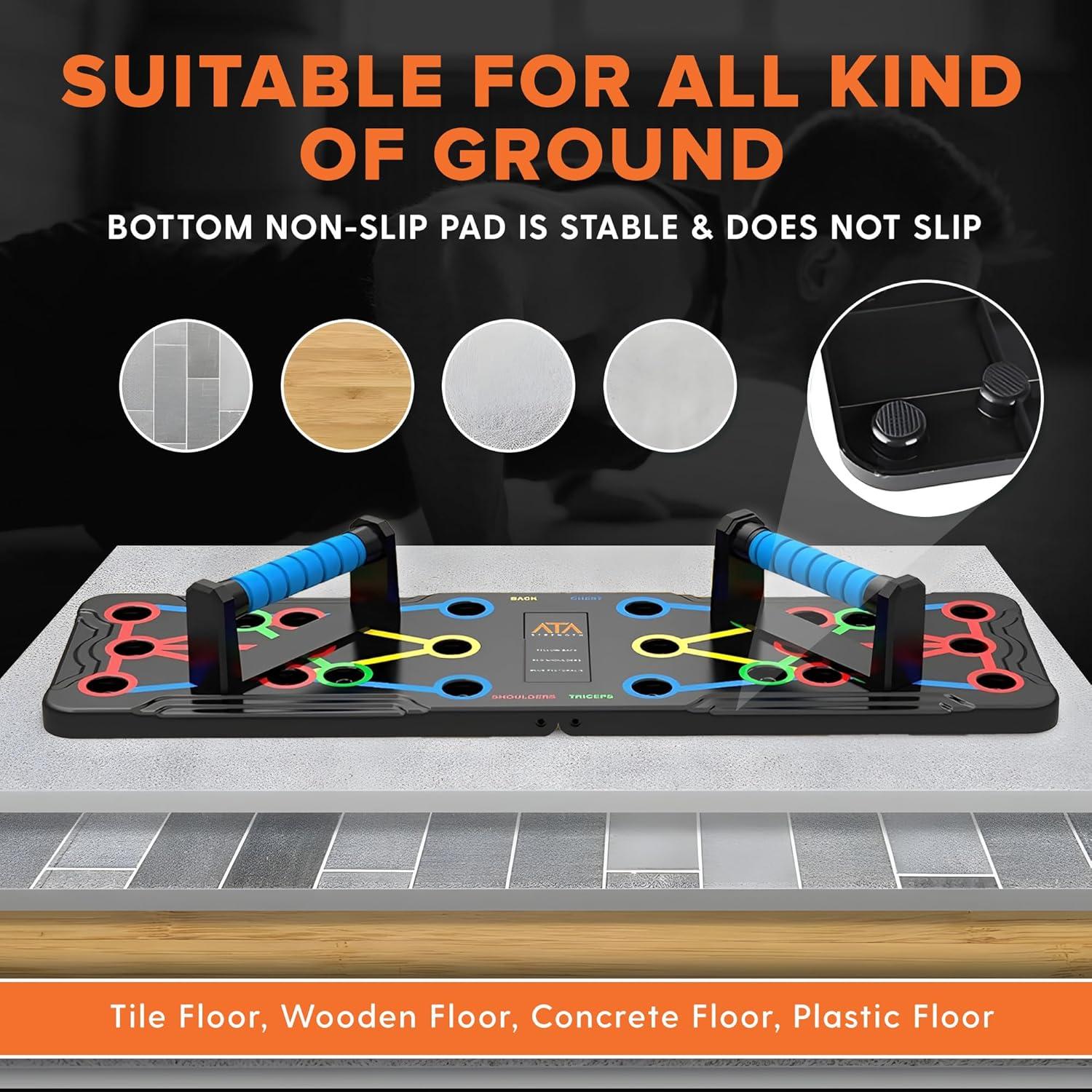 Tablero de Flexiones Plegable ATA-Strength 15 en 1 con Bandas