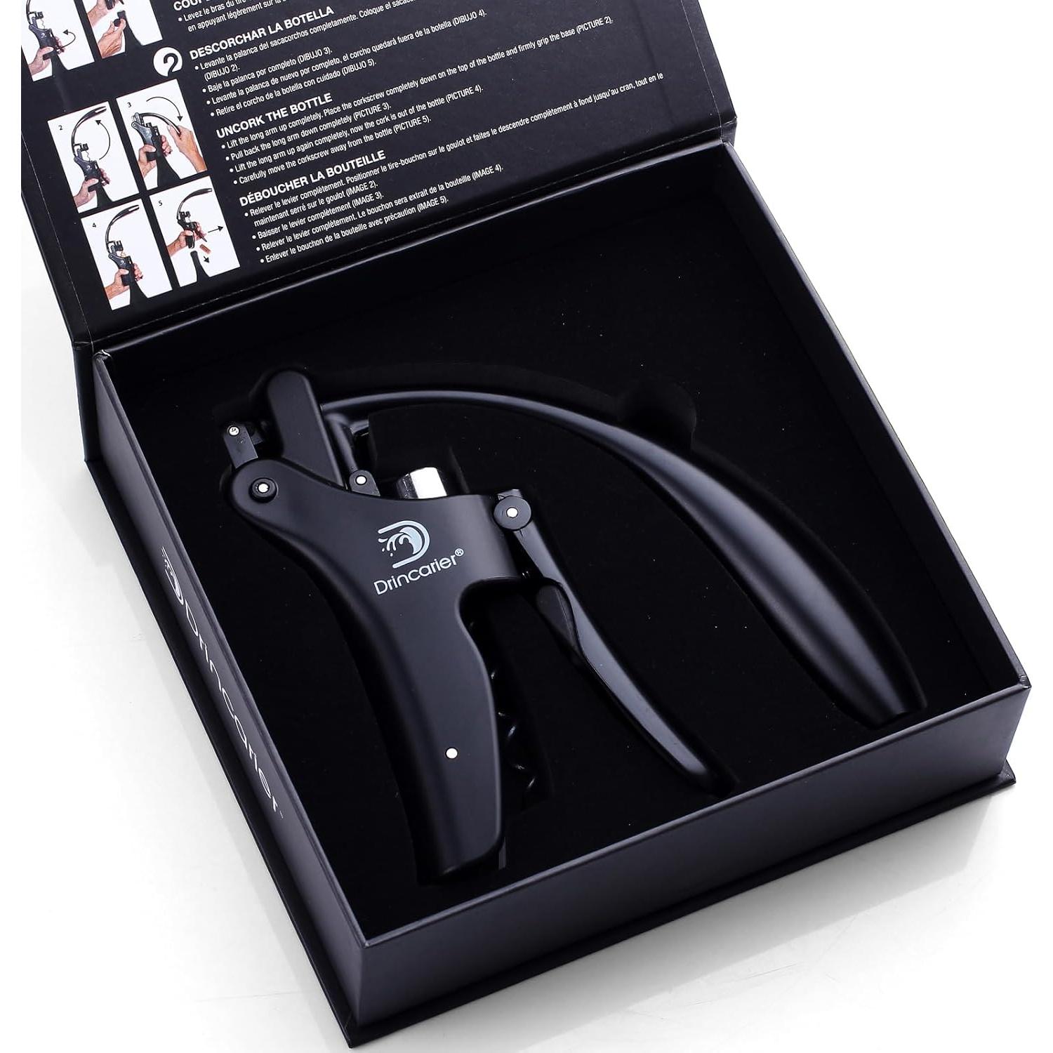 Sacacorchos Drincarier Vertical con Cortador y Tornillo Antiadherente