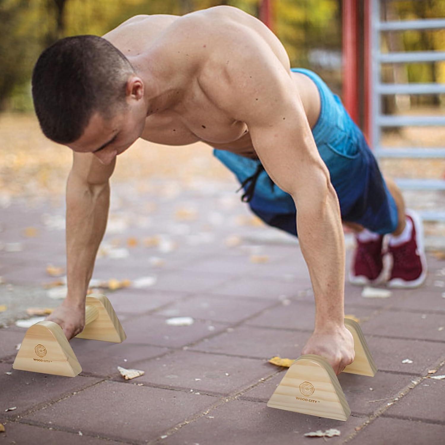 Barras de Flexiones de Madera WOOD CITY 2 Piezas Antideslizantes