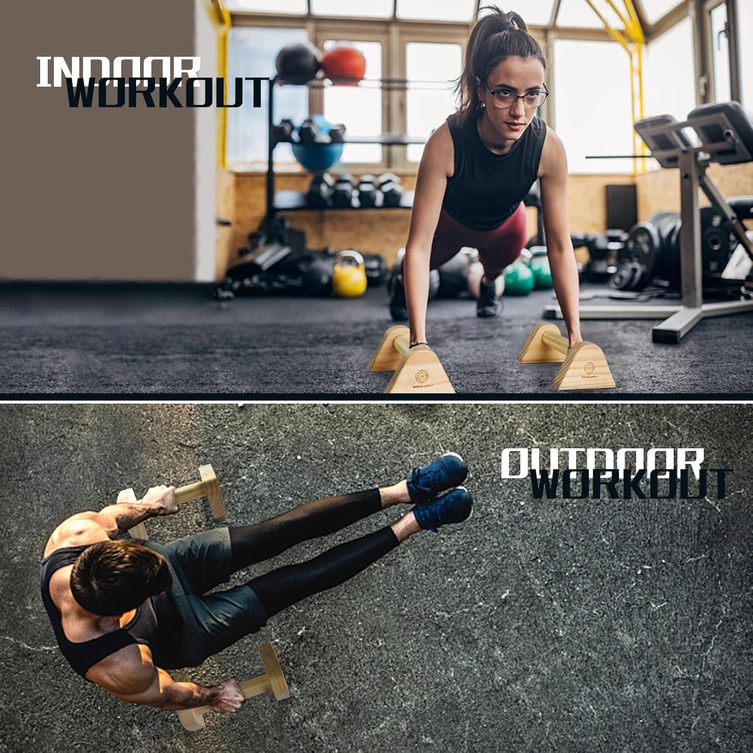 Barras de Flexiones de Madera WOOD CITY 2 Piezas Antideslizantes