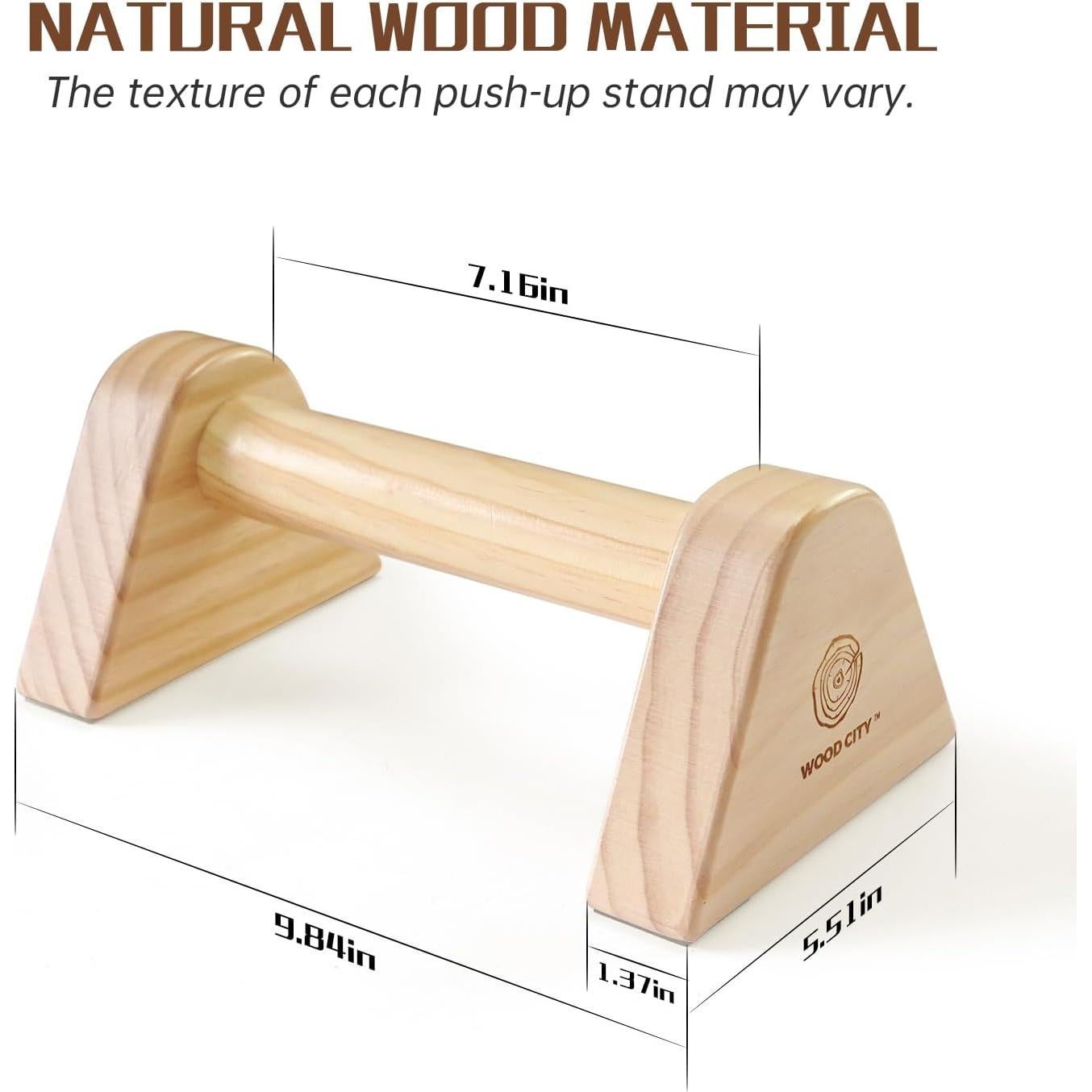 Barras de Flexiones de Madera WOOD CITY 2 Piezas Antideslizantes