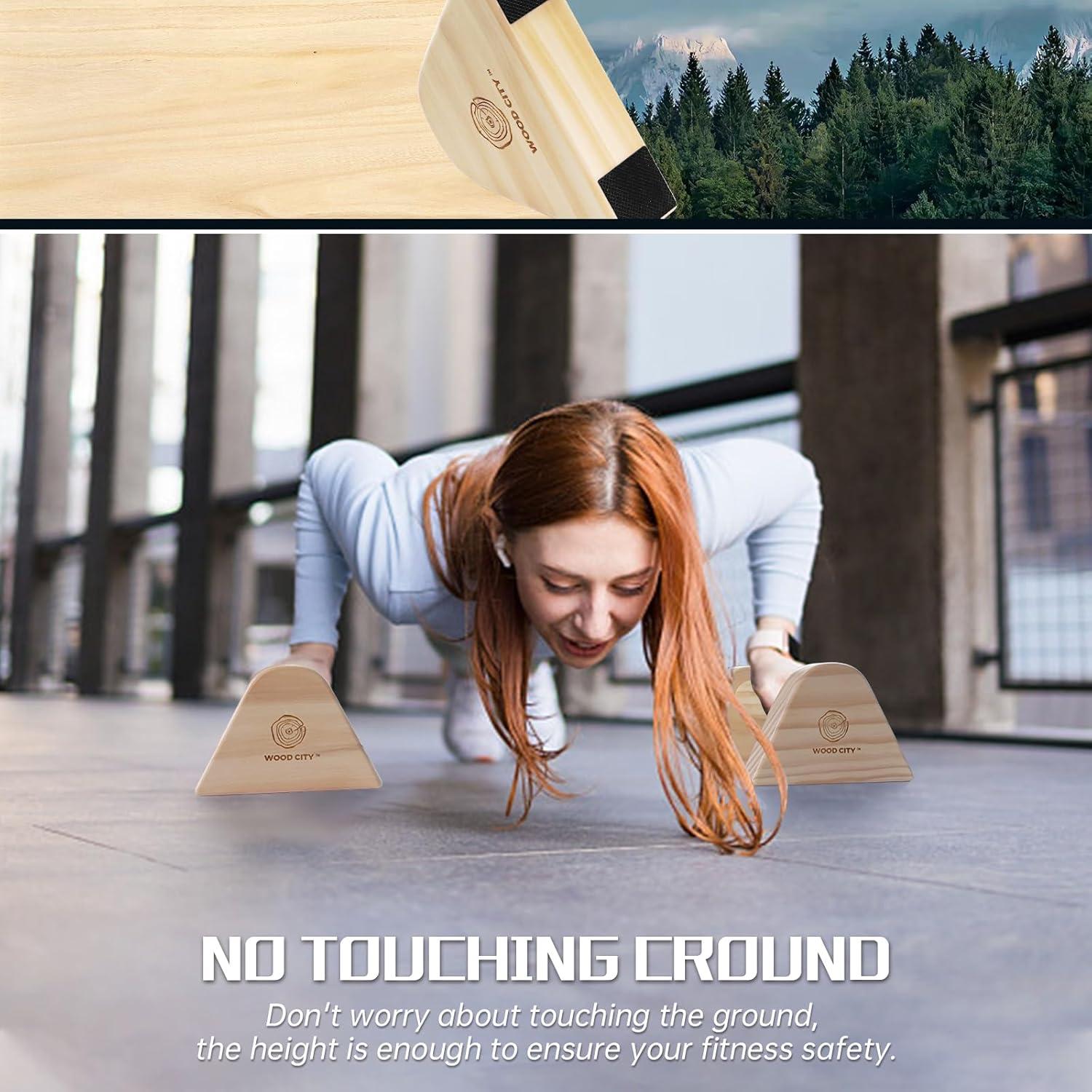 Barras de Flexiones de Madera WOOD CITY 2 Piezas Antideslizantes