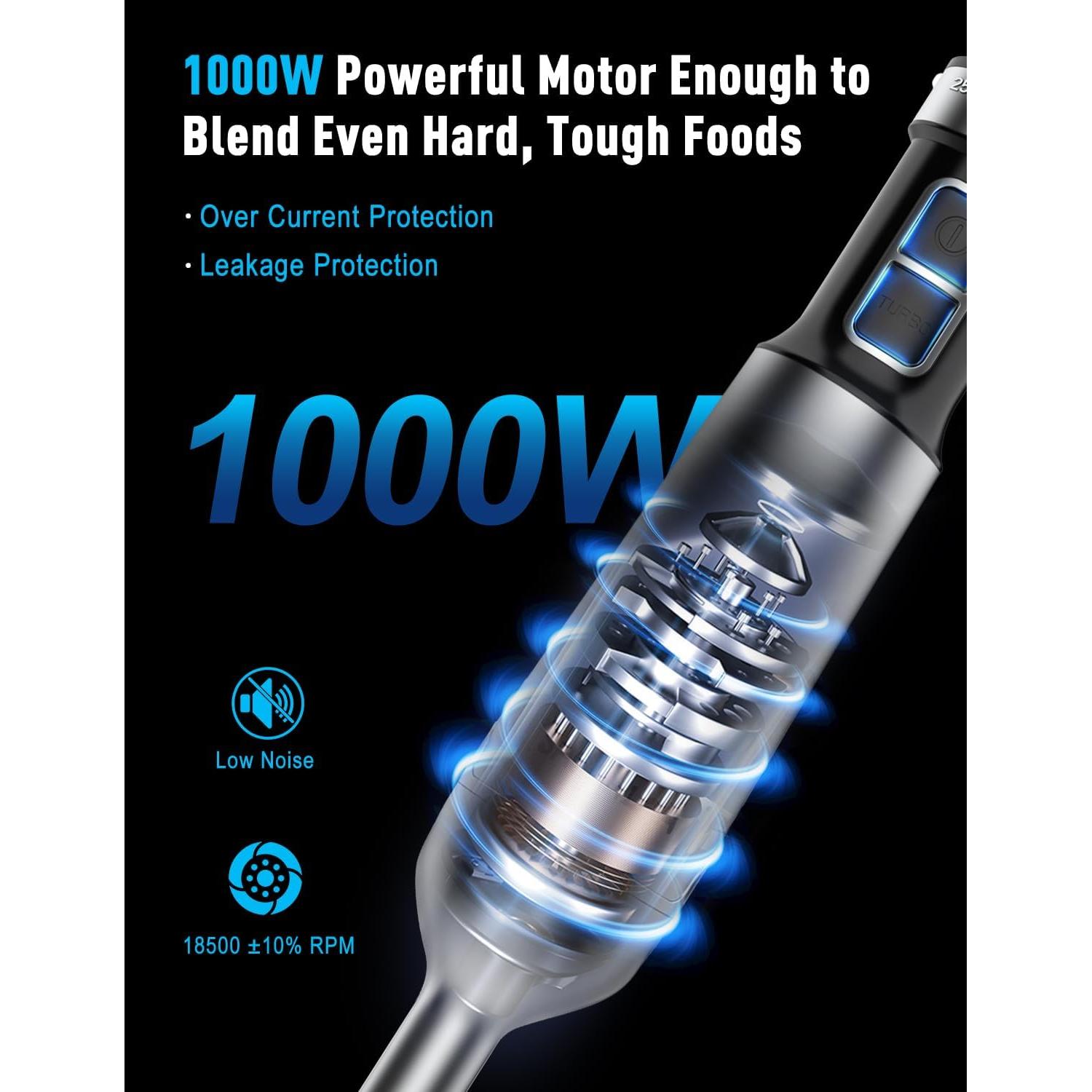 Batidora de Inmersión SHEANLAH 1000W 25 Velocidades Titanio