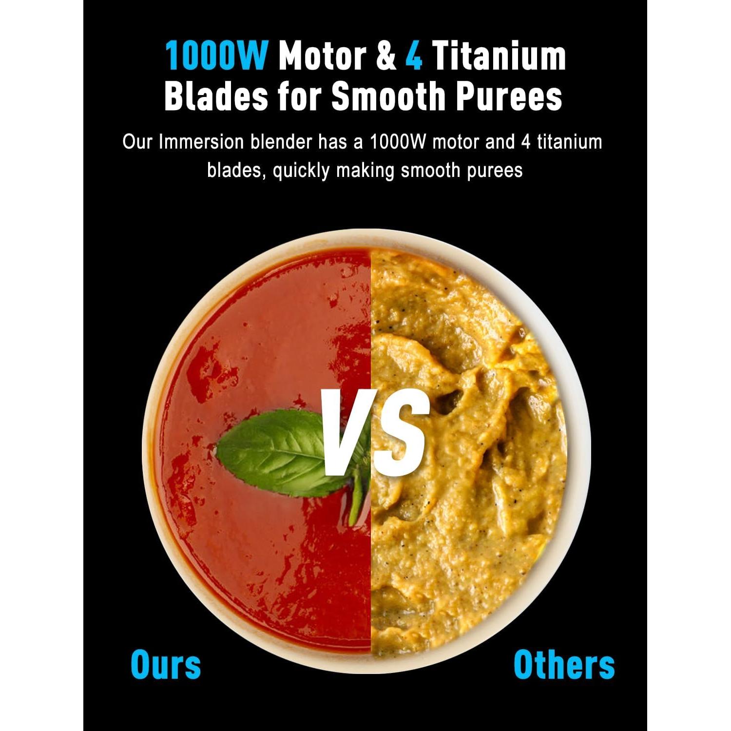 Batidora de Inmersión SHEANLAH 1000W 25 Velocidades Titanio