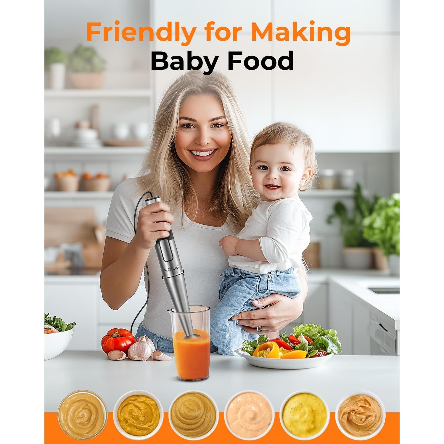 Batidora de Inmersión KOIOS 5 en 1 1100W Acero Inoxidable