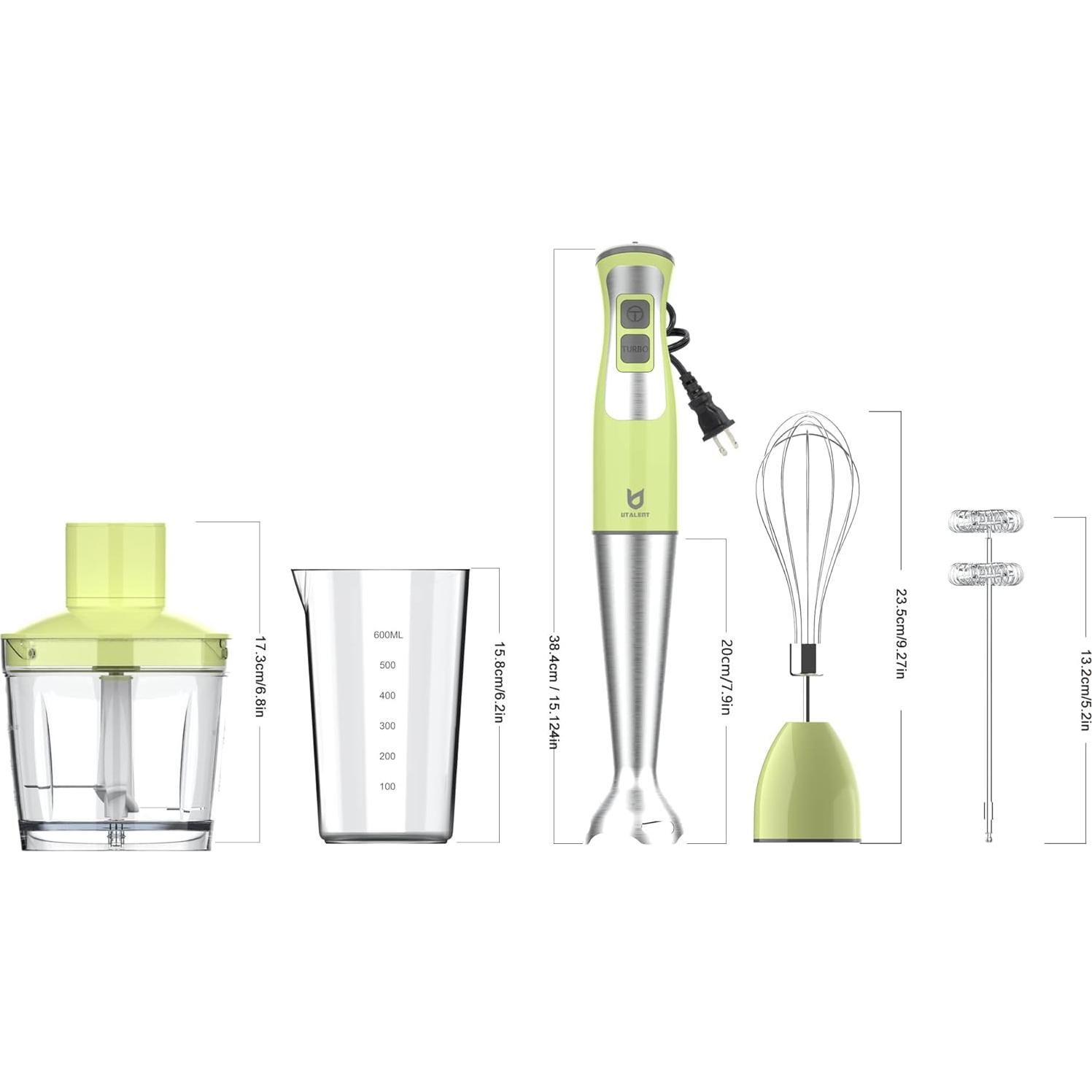 Batidora de Inmersión UTALENT 5-en-1 300W 8 Velocidades Verde