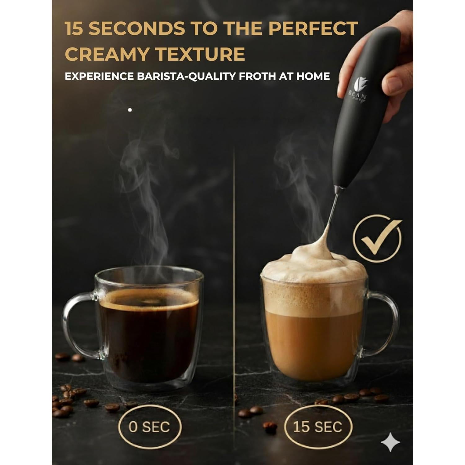 Espumador de Leche Eléctrico Bean Envy - Mano, Acero Inoxidable