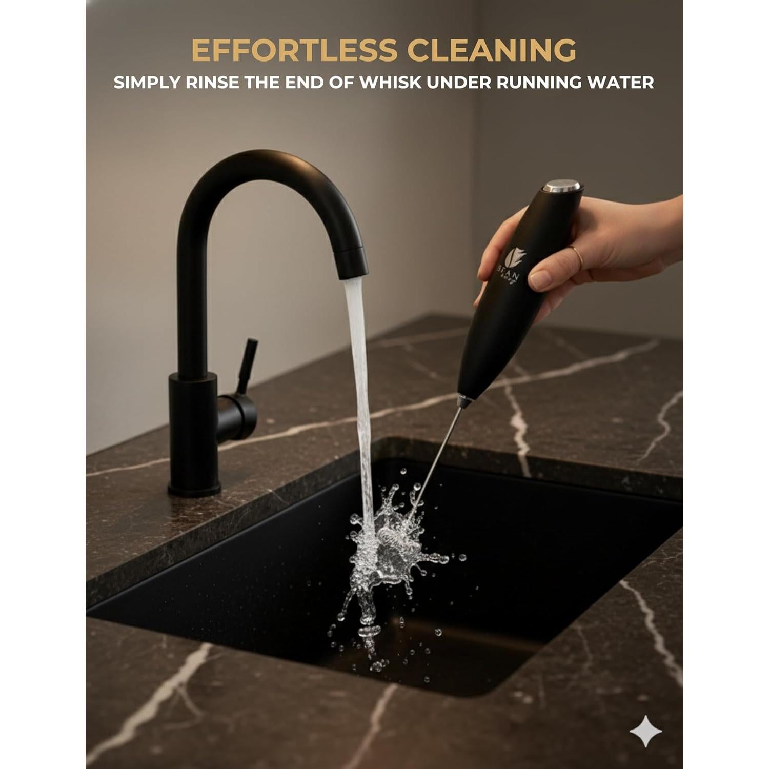 Espumador de Leche Eléctrico Bean Envy - Mano, Acero Inoxidable