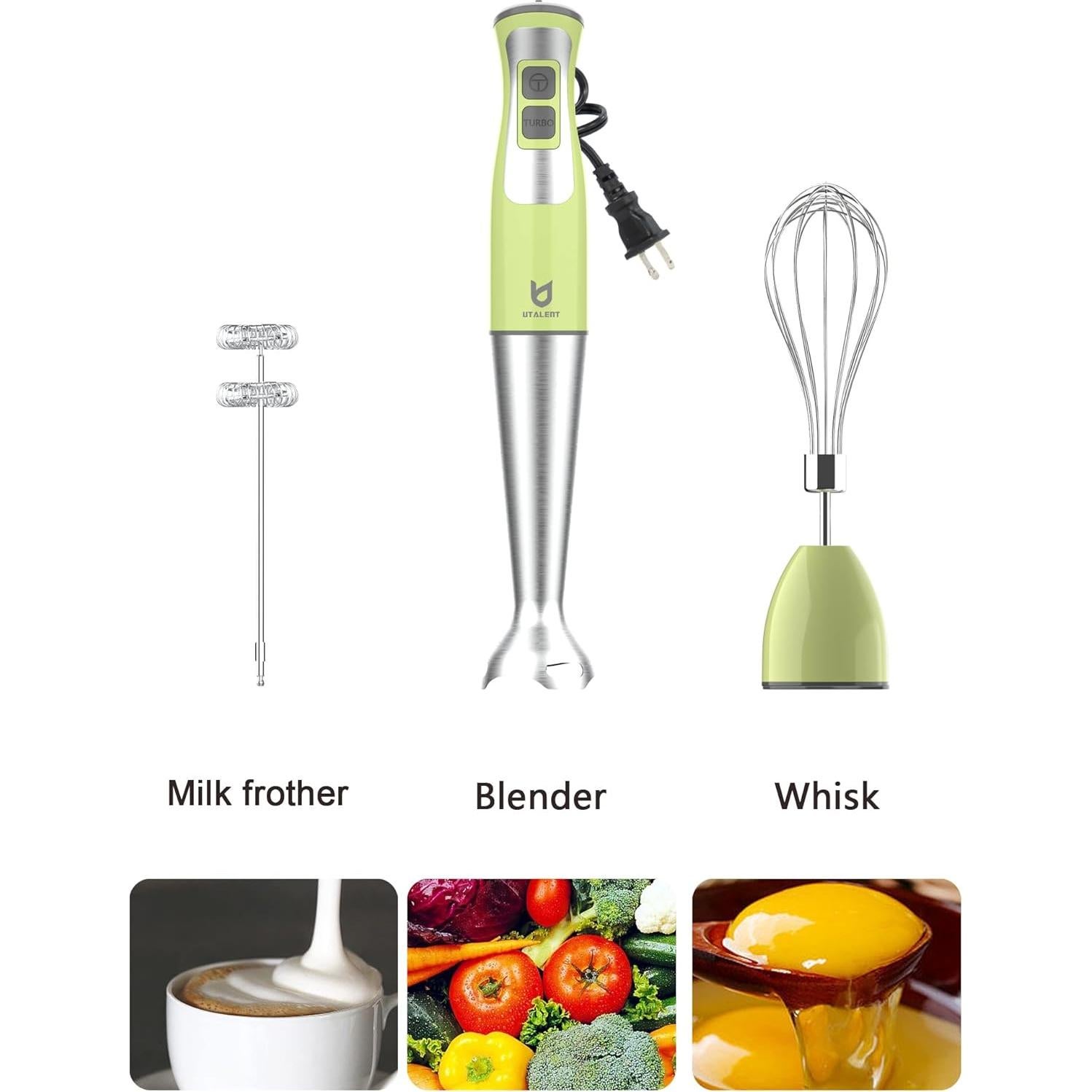 Batidora de Inmersión UTALENT 300W 8 Velocidades Verde