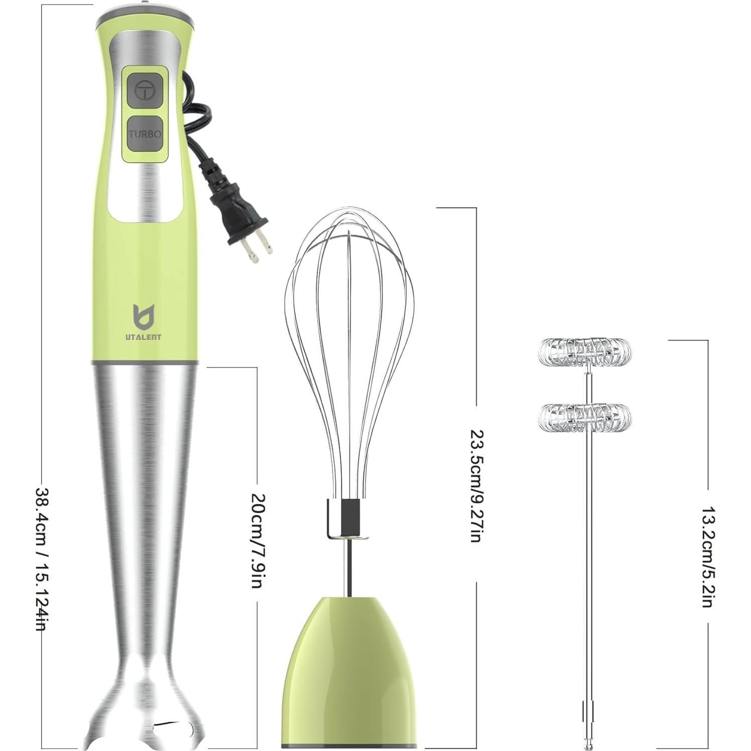 Batidora de Inmersión UTALENT 300W 8 Velocidades Verde