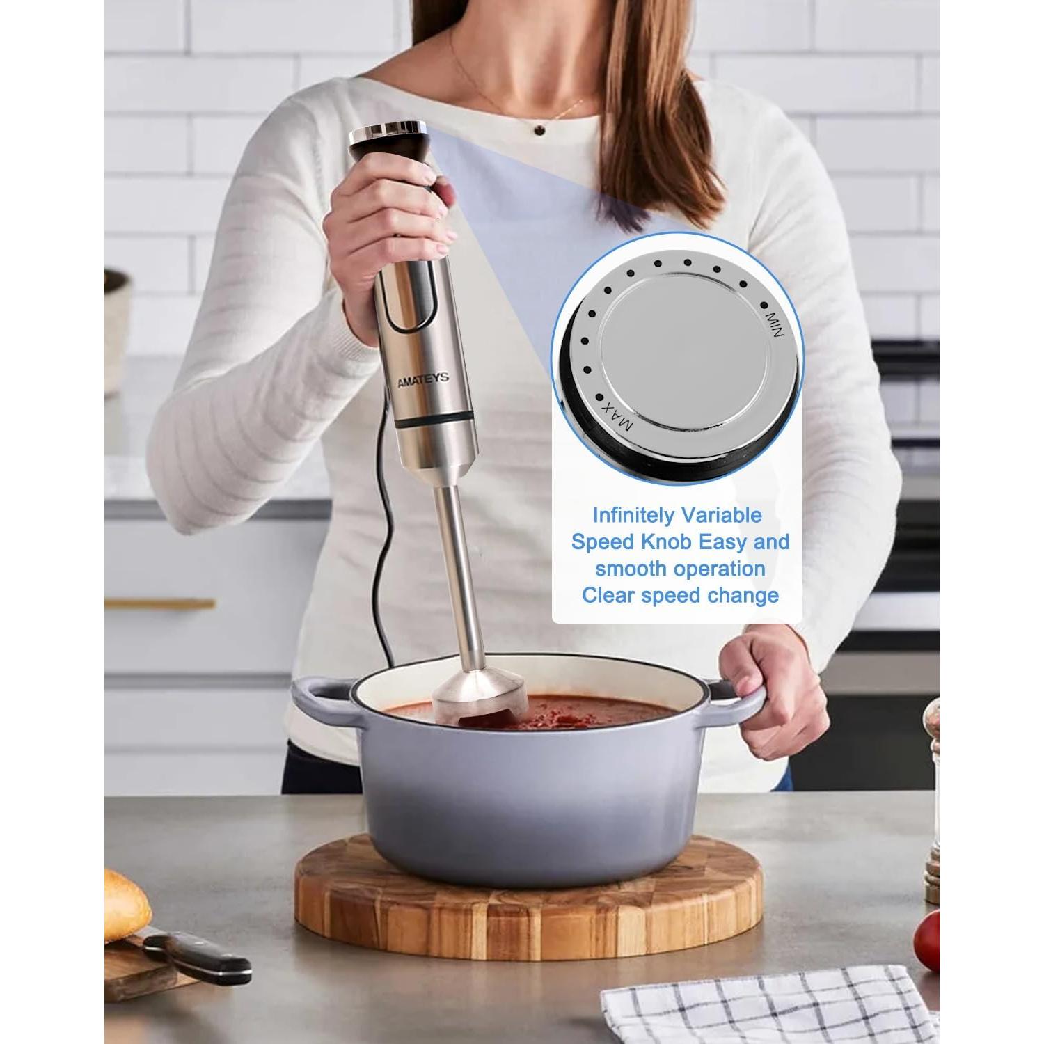 Batidora de Mano Amateys 700W Acero Inoxidable 2 Modos