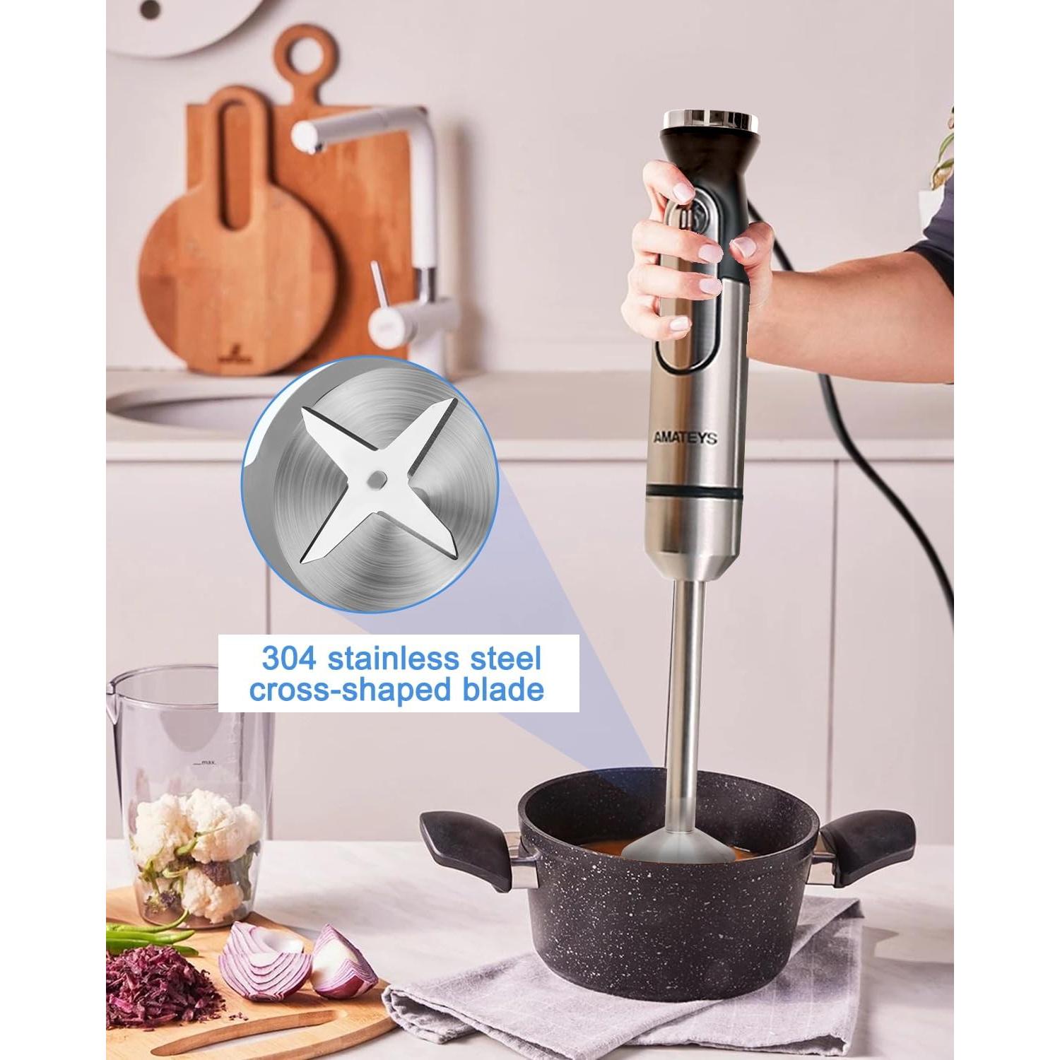 Batidora de Mano Amateys 700W Acero Inoxidable 2 Modos