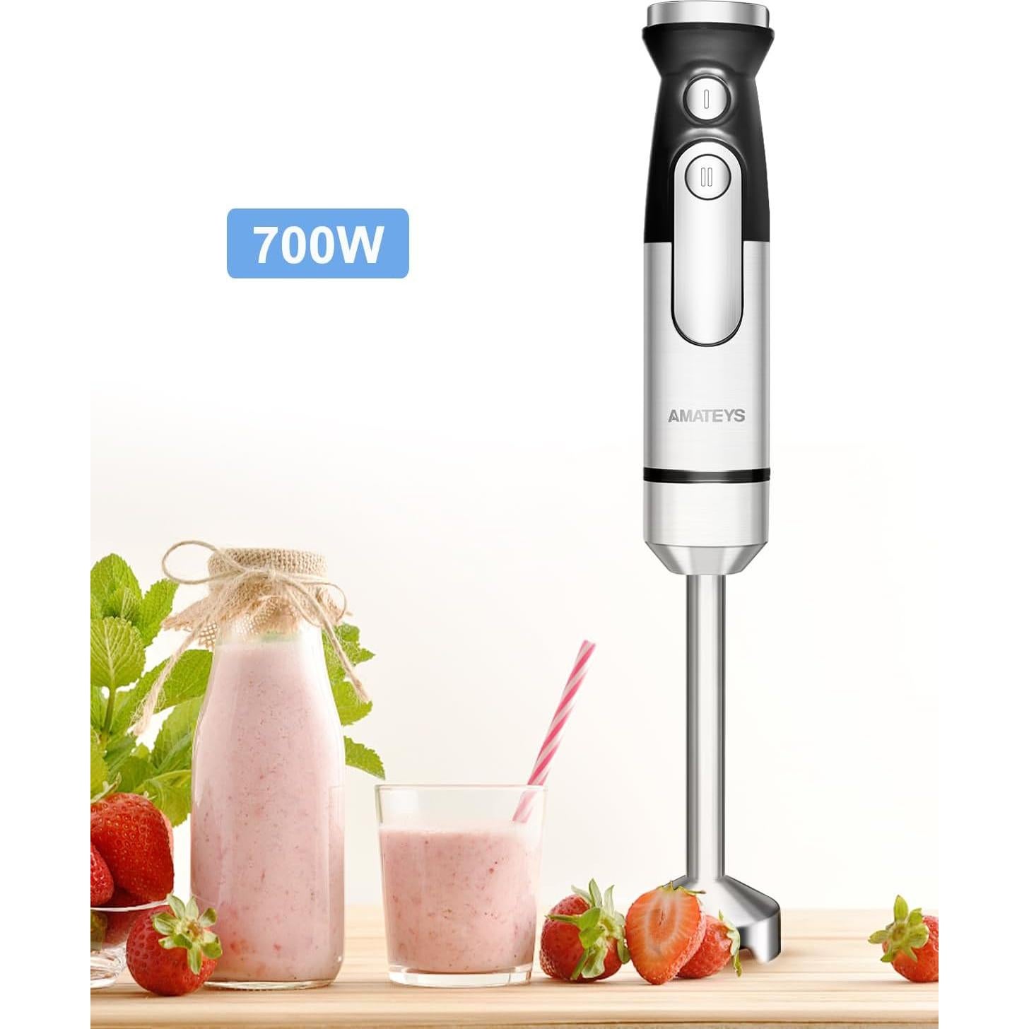 Batidora de Mano Amateys 700W Acero Inoxidable 2 Modos