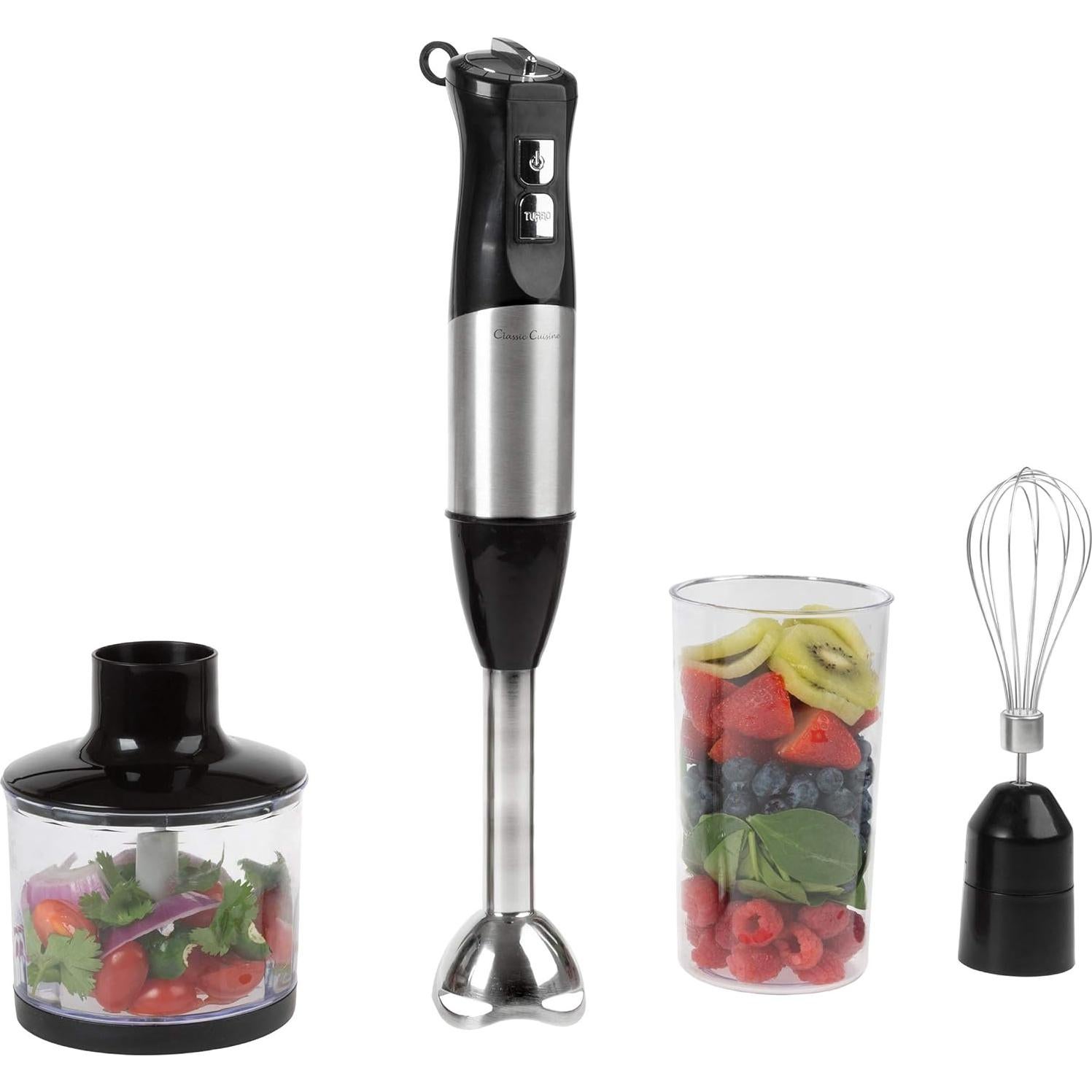 Batidora de Inmersión Clásica Cocina 4 en 1 6 Velocidades 0.95L