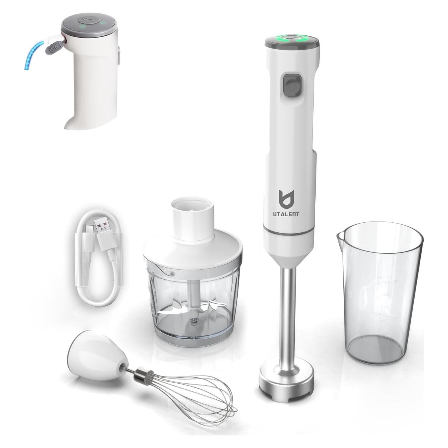 Batidora de Mano Inalámbrica UTALENT 600ml Recargable Blanca