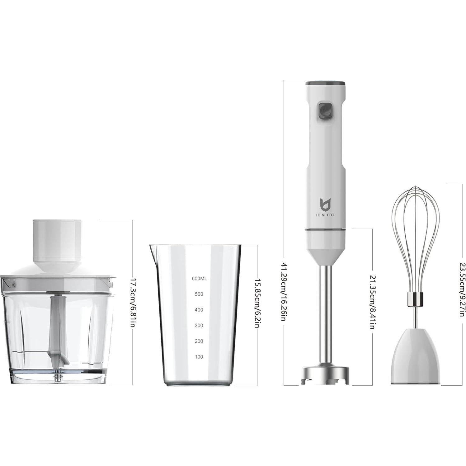 Batidora de Mano Inalámbrica UTALENT 600ml Recargable Blanca