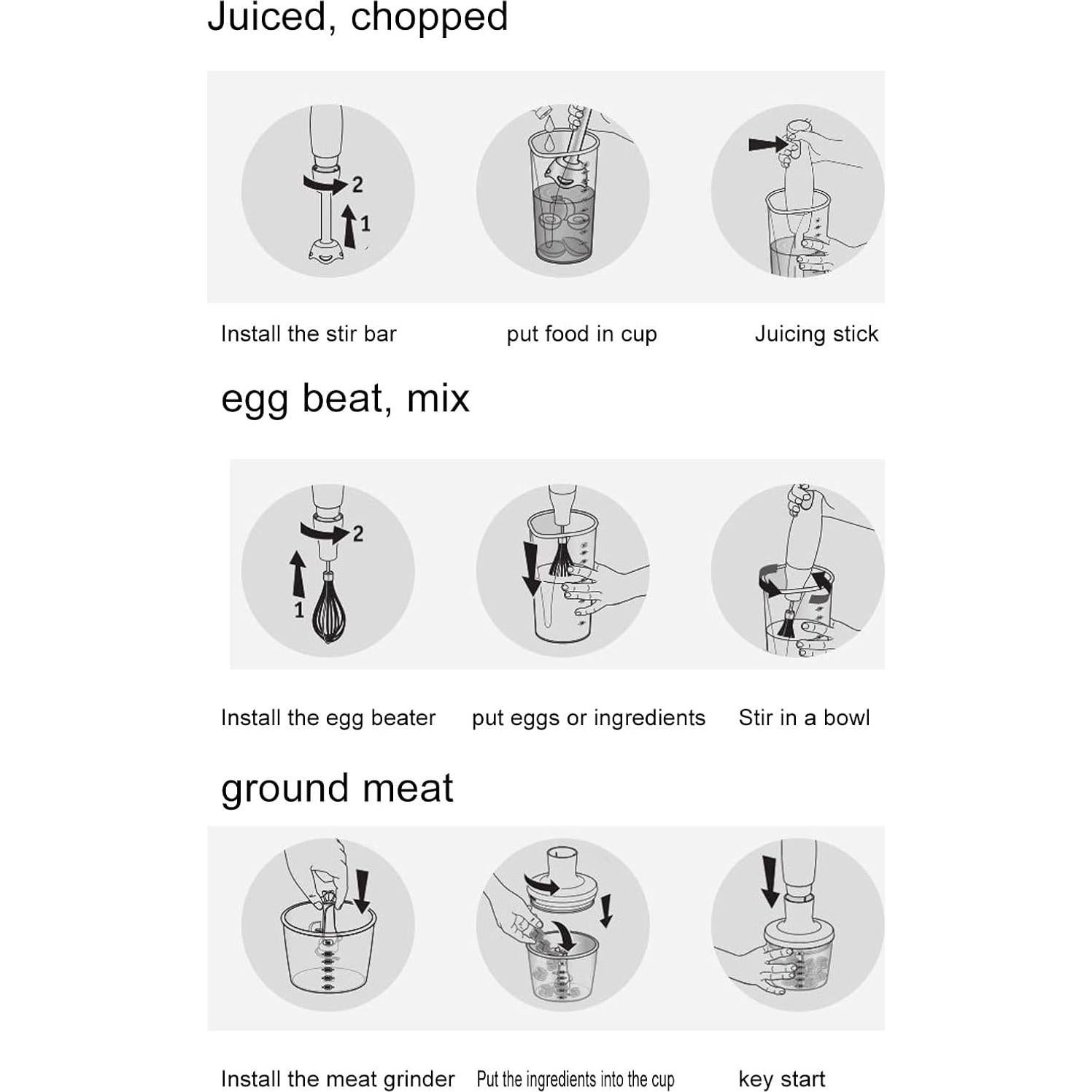 Batidora de Mano Eléctrica Diydeg 1000W 5 Velocidades con Tazones