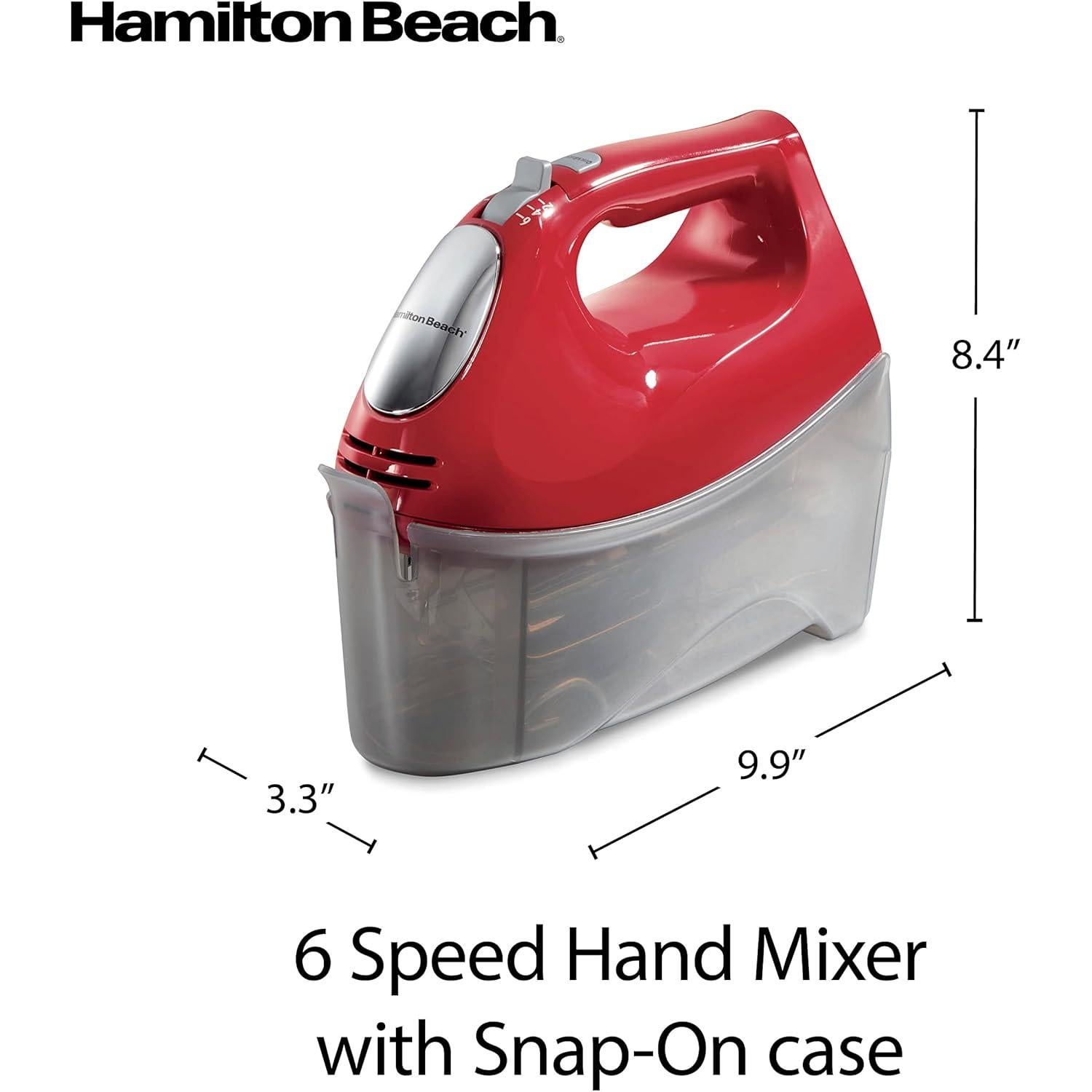 Batidora de Mano Eléctrica Hamilton Beach 275W 6 Velocidades Rojo