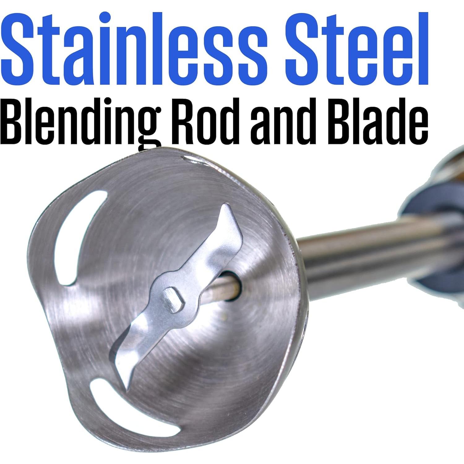 Westinghouse Scandinavian Design Immersion Blender, 500W w/ 5-Speed Precision Control, Turbo Mode, & Detachable Shaft - For Shakes, Smoothies, Soups, Puree, & More - Black w/Wood Finish, One Size