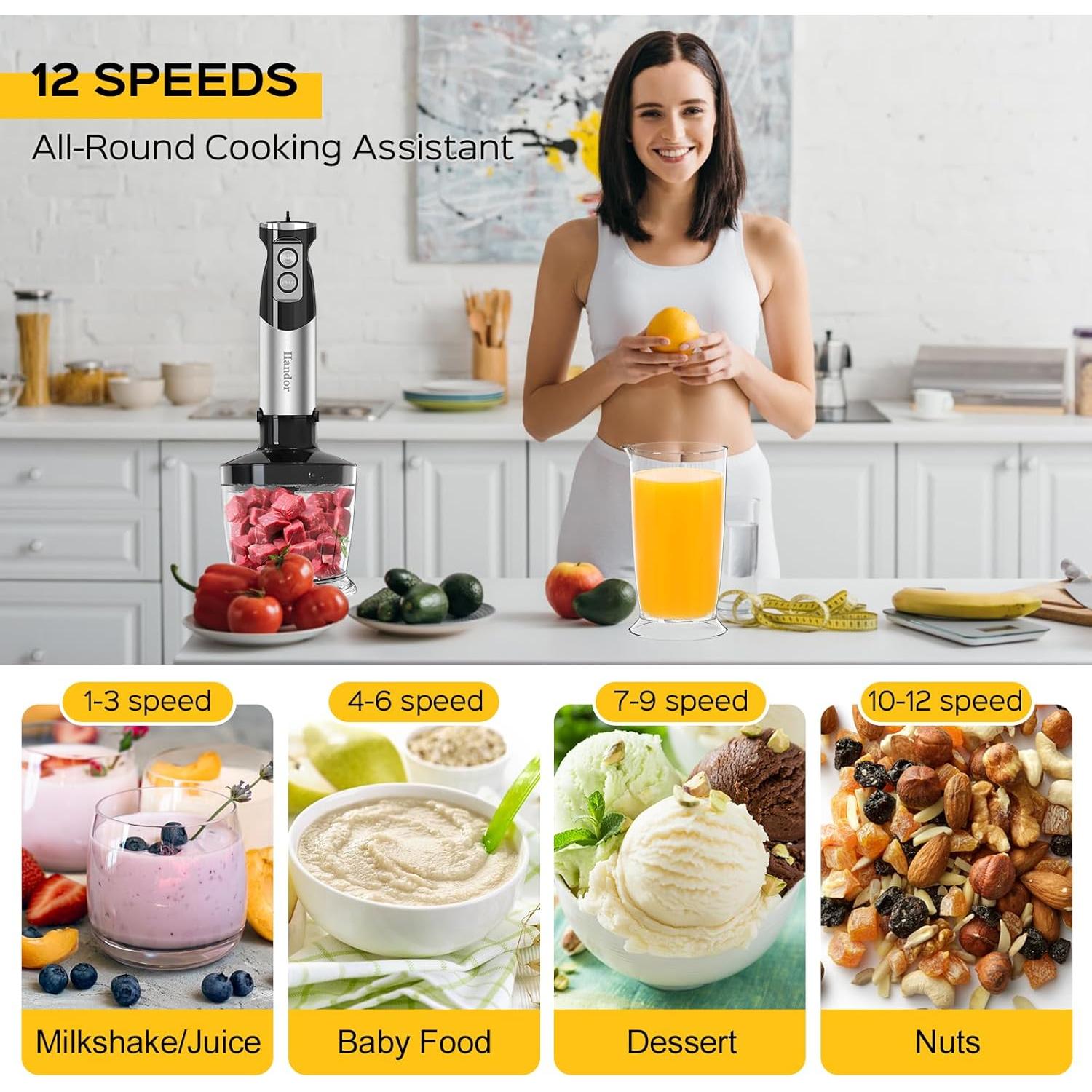 Batidora de Mano Danett 1000W 6-en-1 con Accesorios