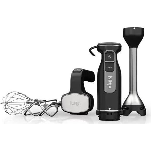 Ninja CI100 Foodi Power Mixer System, 750-Peak-Watt Immersion Blender and Hand Mixer, EasyGlide Beaters, Whisk, Black (Renewed)