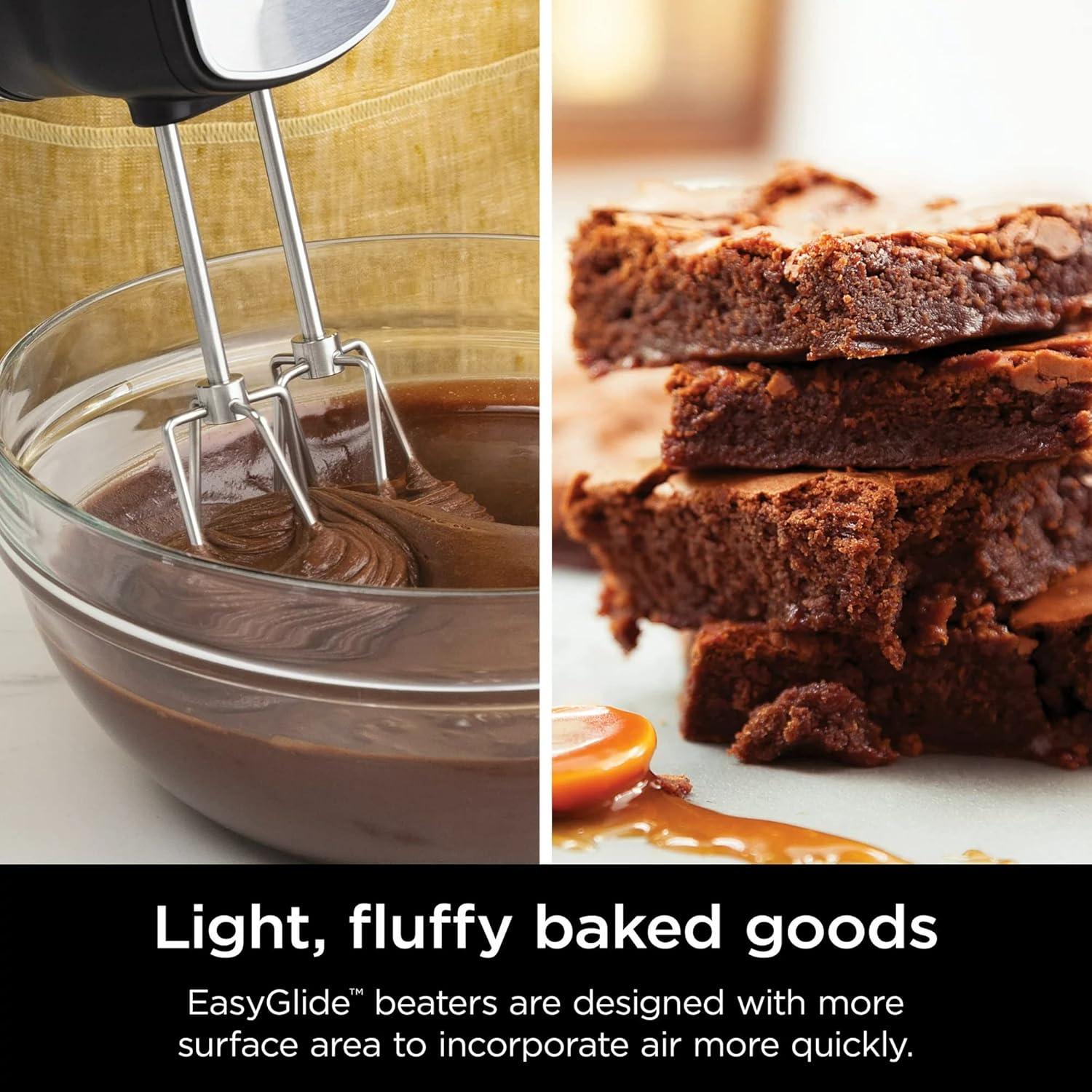 Ninja CI100 Foodi Power Mixer System, 750-Peak-Watt Immersion Blender and Hand Mixer, EasyGlide Beaters, Whisk, Black (Renewed)