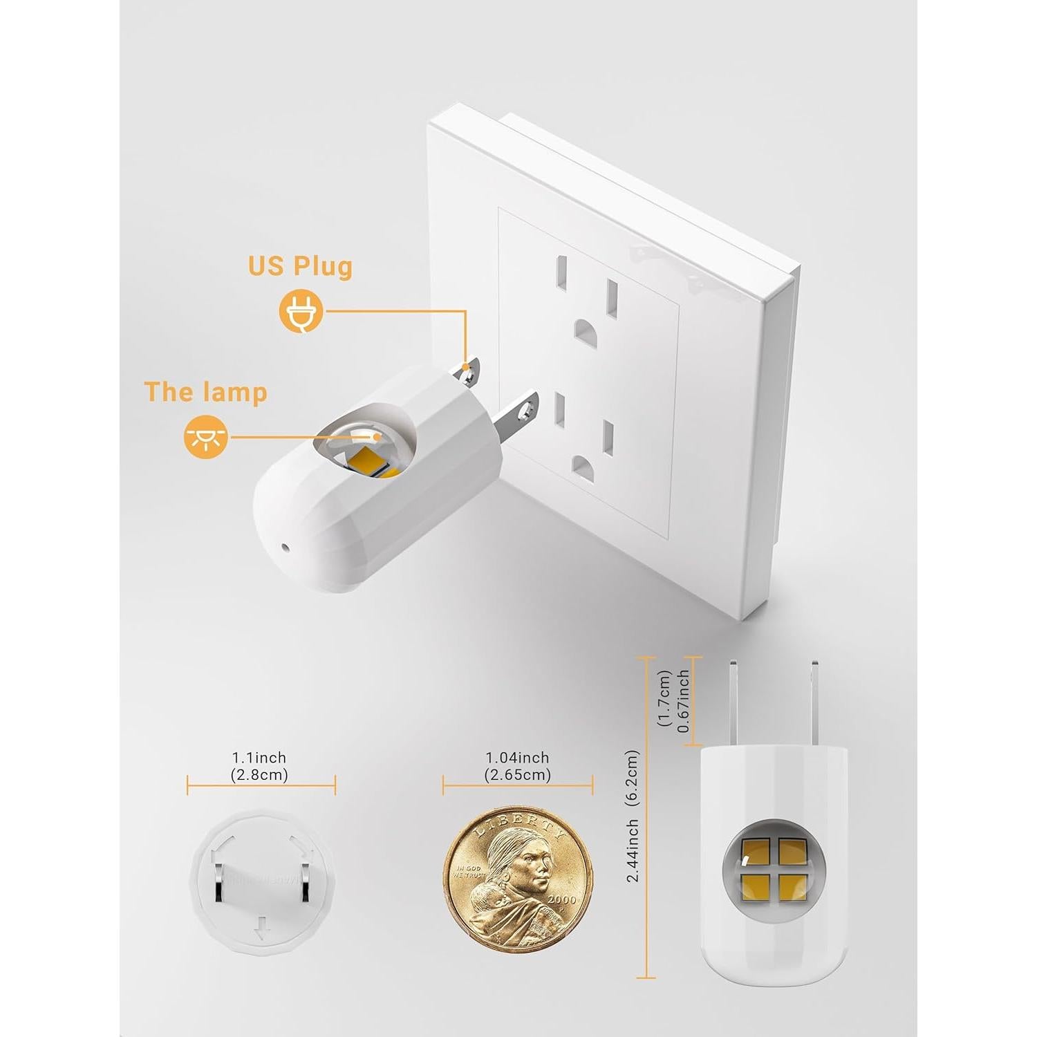 Paquete de 6 luces nocturnas LED GEPLAD 3000K enchufables