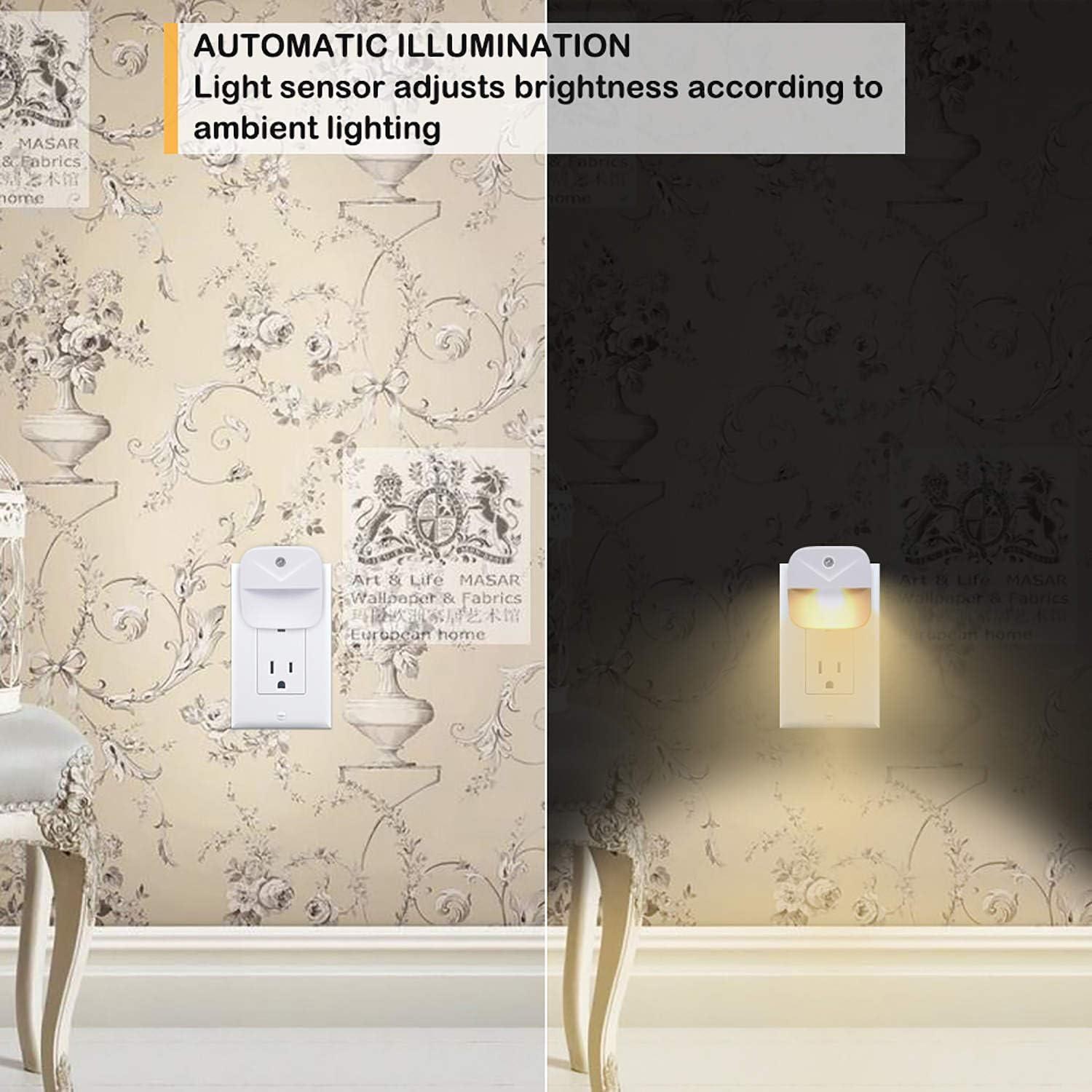 Luz Nocturna LED Uigos, Sensor Crepúsculo, Paquete de 6