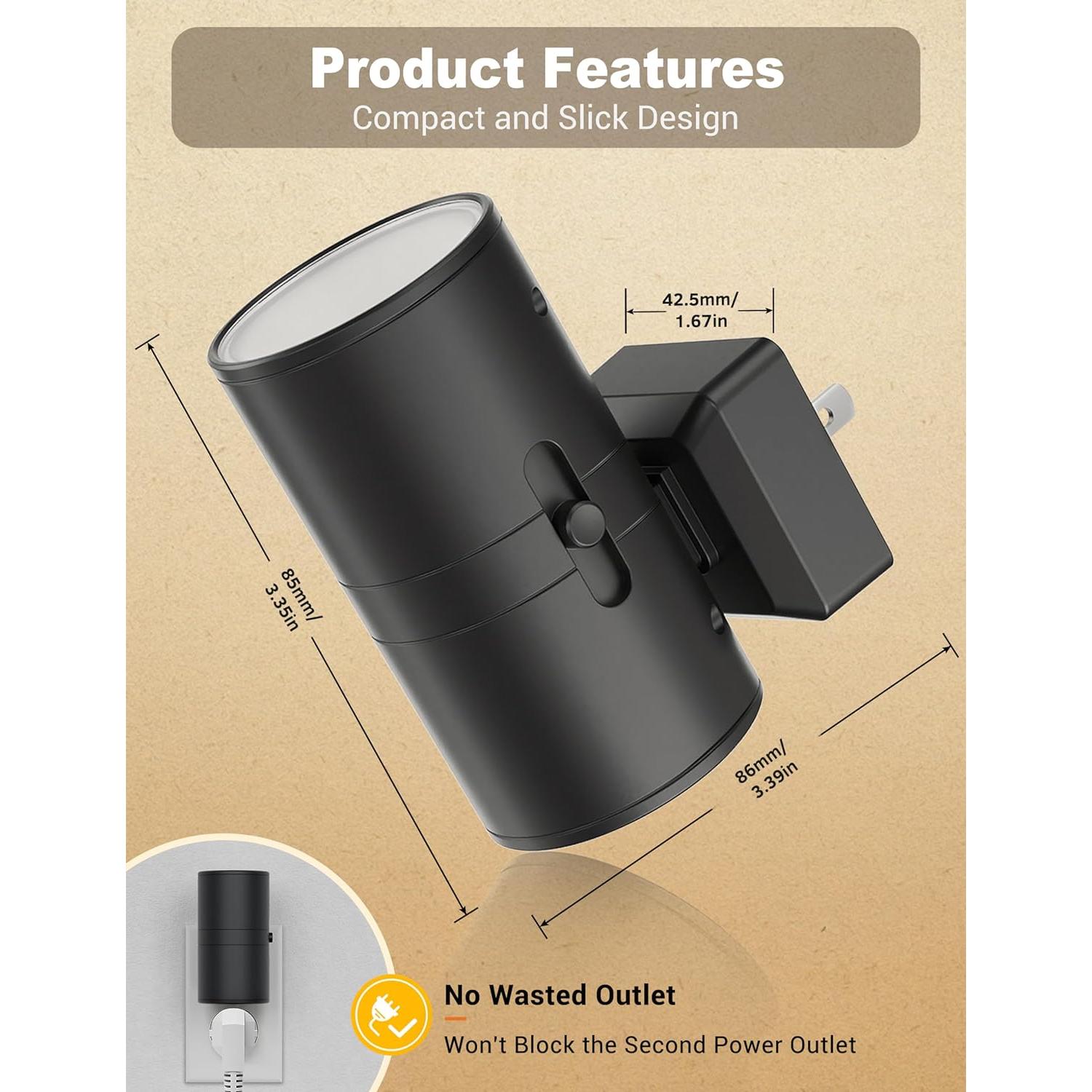 Luz Nocturna LED JandCase Regulable 3000K 2 Piezas