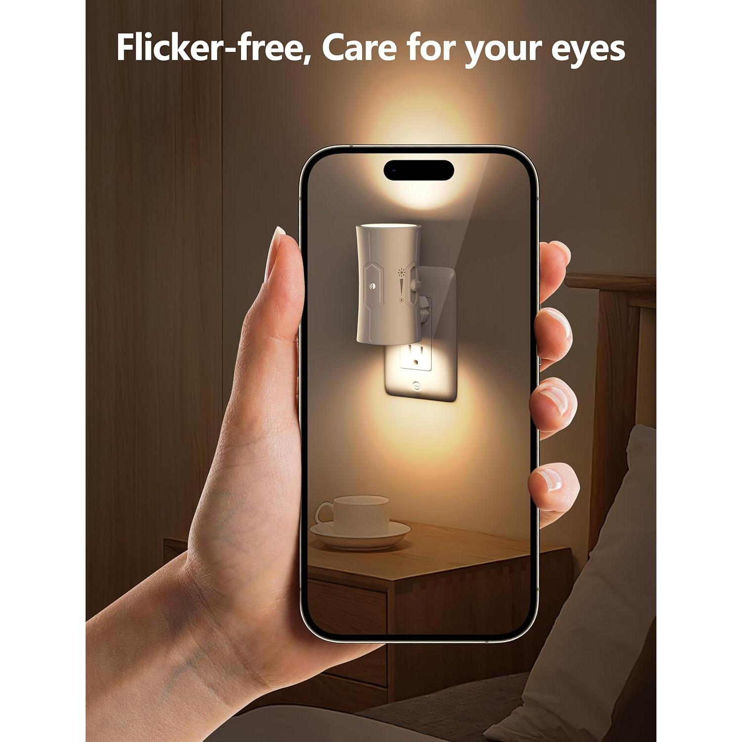 Luz Nocturna LED Fesnne 3000K Ajustable 0-100LM 2 Pzas