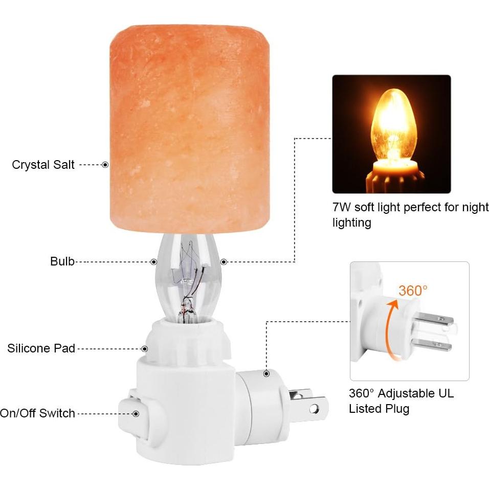 Lámpara de Sal del Himalaya Syntus 2 Piezas Luz Nocturna