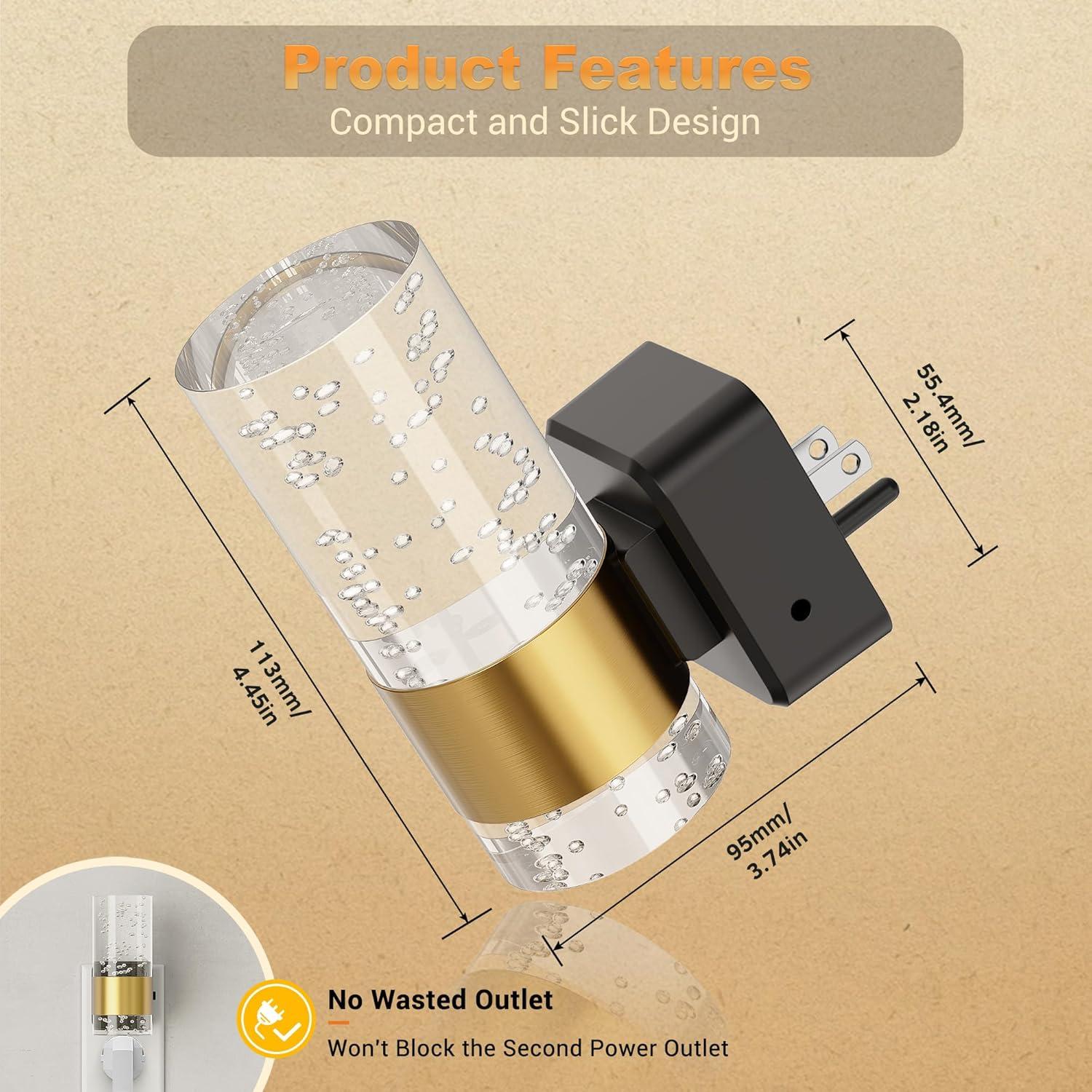 Luz Nocturna LED JandCase 3000K Regulable 2 Paquete