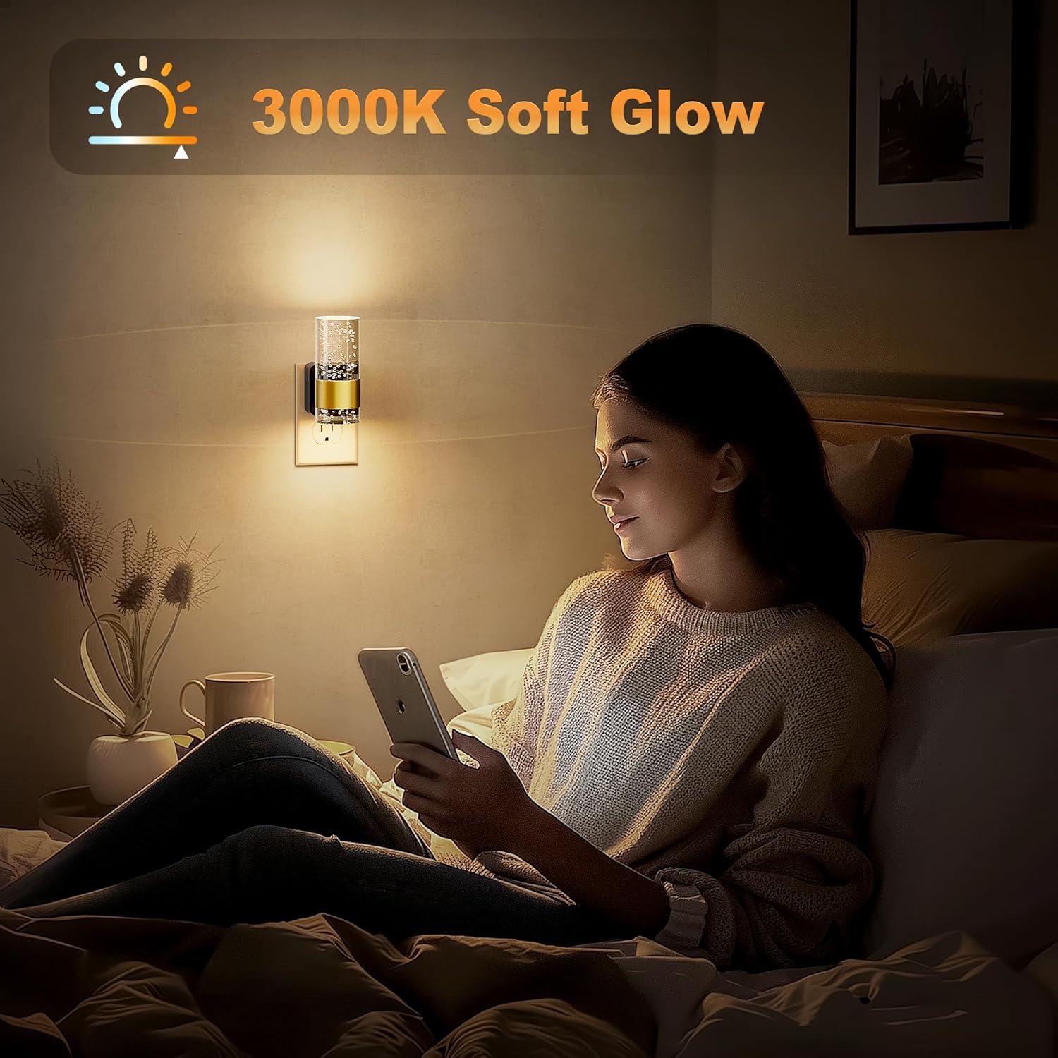 Luz Nocturna LED JandCase 3000K Regulable 2 Paquete