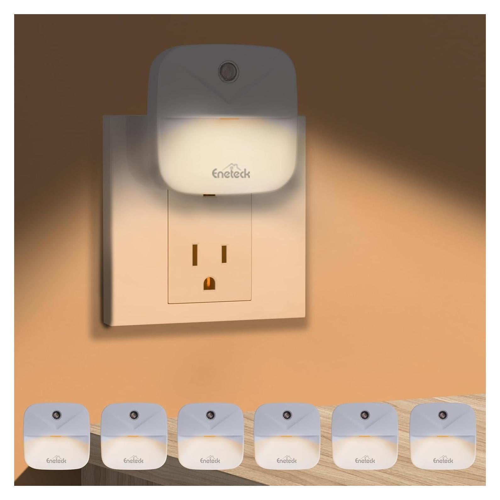 Luz Nocturna LED Enchufada ENETECK 6 Piezas Luz Cálida