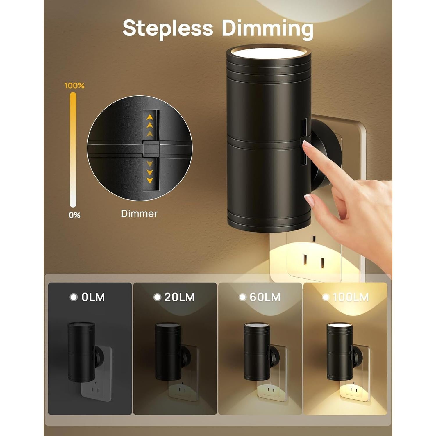 Luz Nocturna LED Regulable Likelgn, Paquete de 2, 3000K