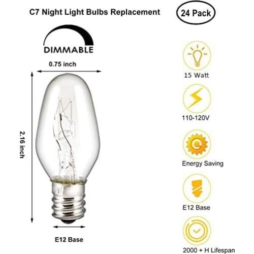 Paquete 24 Bombillas C7 E12 15W Regulables LinMiFo