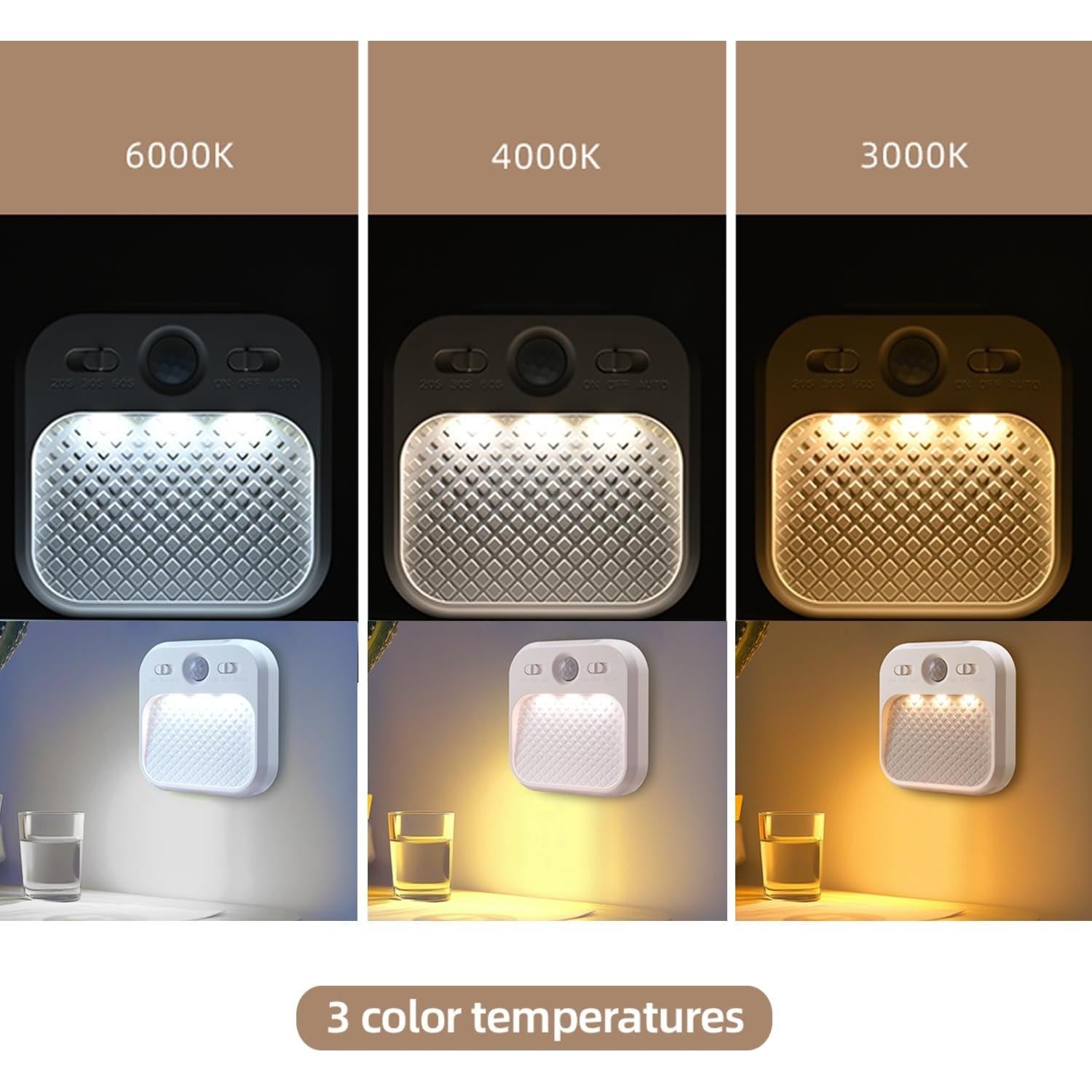 Luz Nocturna LED DAMI con Detector de Movimiento 600mAh