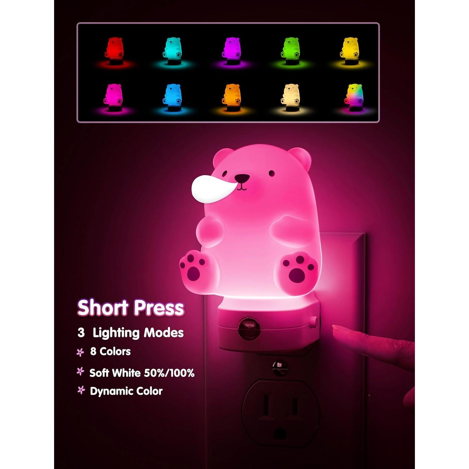 Luz Nocturna 3D Oso LOHAS LED para Niños, RGB y Blanco 3000K