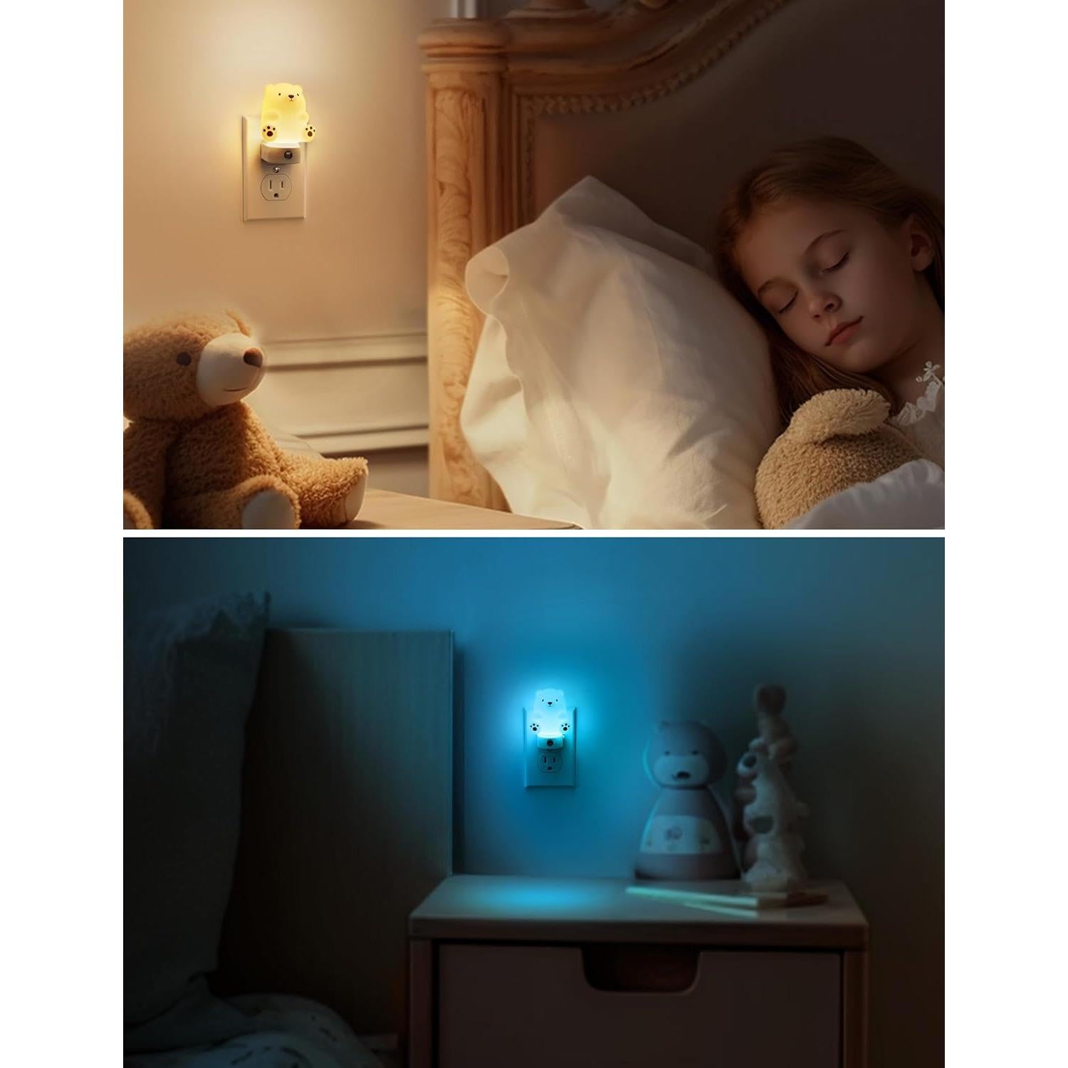 Luz Nocturna 3D Oso LOHAS LED para Niños, RGB y Blanco 3000K