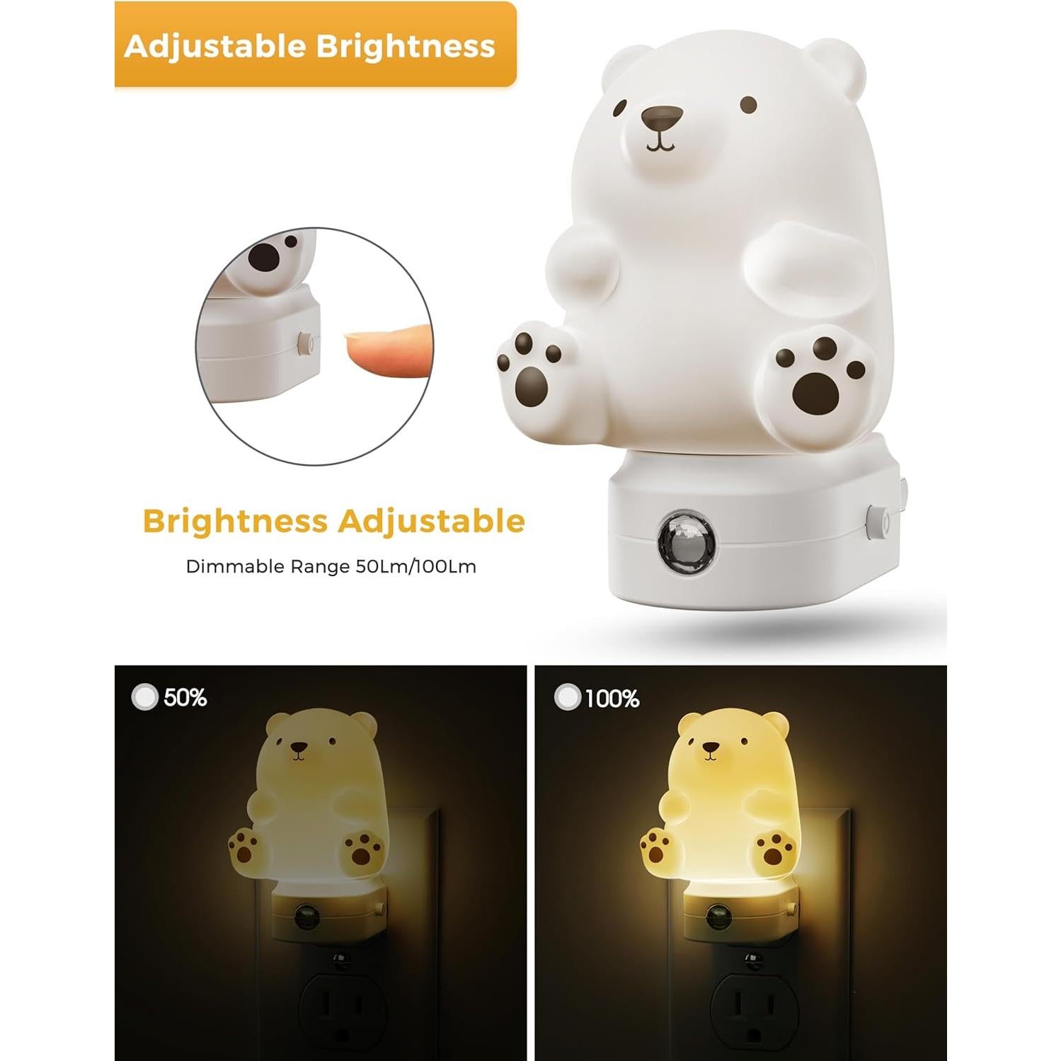 Luz Nocturna 3D Oso LOHAS LED para Niños, RGB y Blanco 3000K