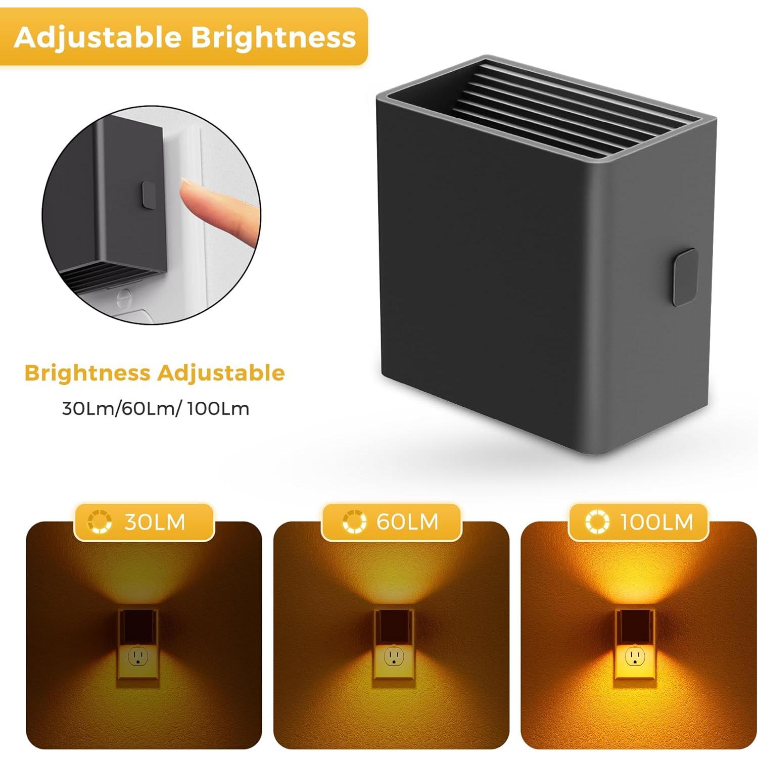 Luz Nocturna LED L LOHAS Ámbar Regulable 2-Pack 1W