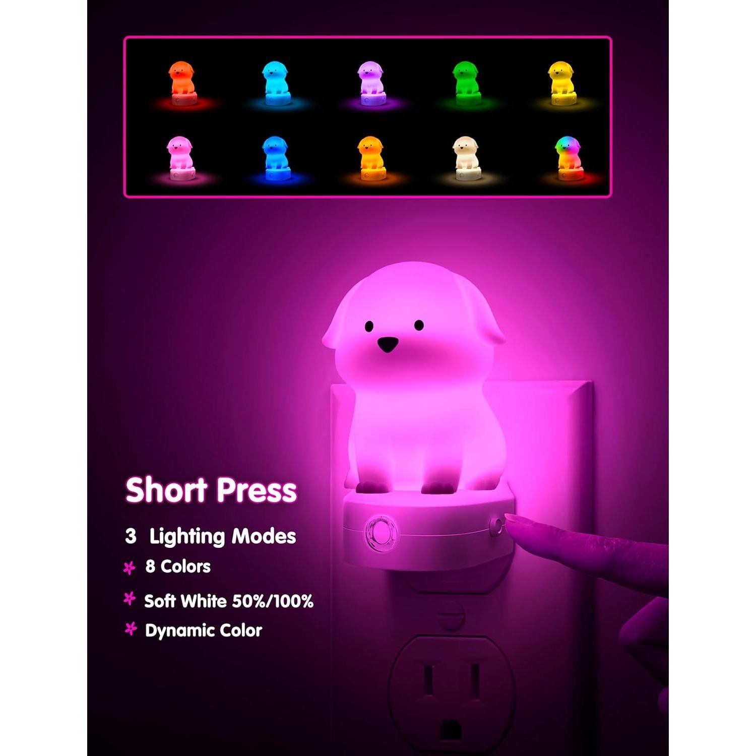 Luz Nocturna LED 3D Perrito LOHAS con Sensor Crepúsculo 3000K